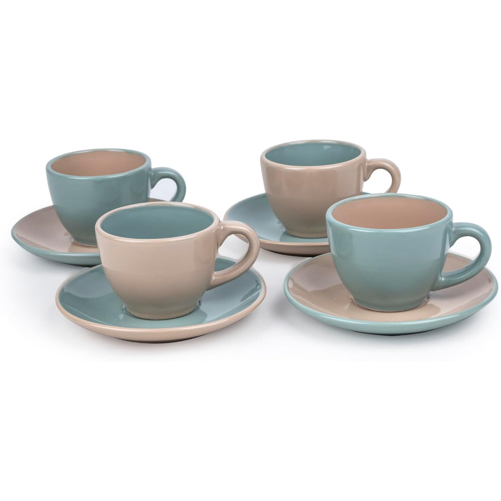 Shallow Moire 4-Piece Coffee Cup & Saucer Set 90ml - Two | Kitchen Dinnerware, Ceramic, Stoneware