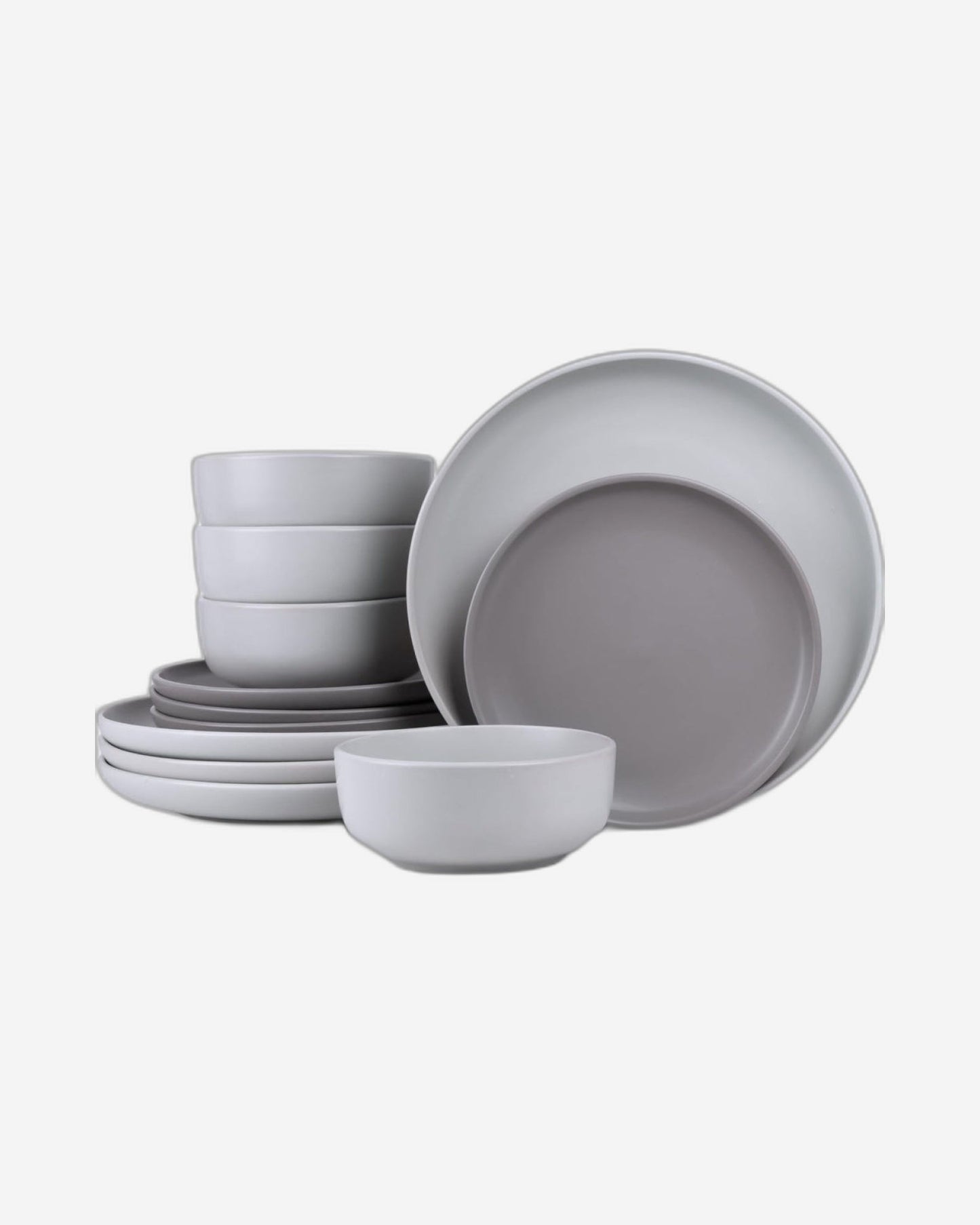 طقم عشاء من الفخار الحجري الشمالي الضحل، 12 قطعة، متعدد الألوان