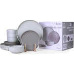طقم عشاء من الفخار الحجري الشمالي الضحل، 12 قطعة، متعدد الألوان