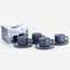 Shallow Oslo Stoneware Tea Cup & Saucer Set, 8-Piece, 250ml, Grey, Nordic Style, 4 Cups & 4 Matching Saucers