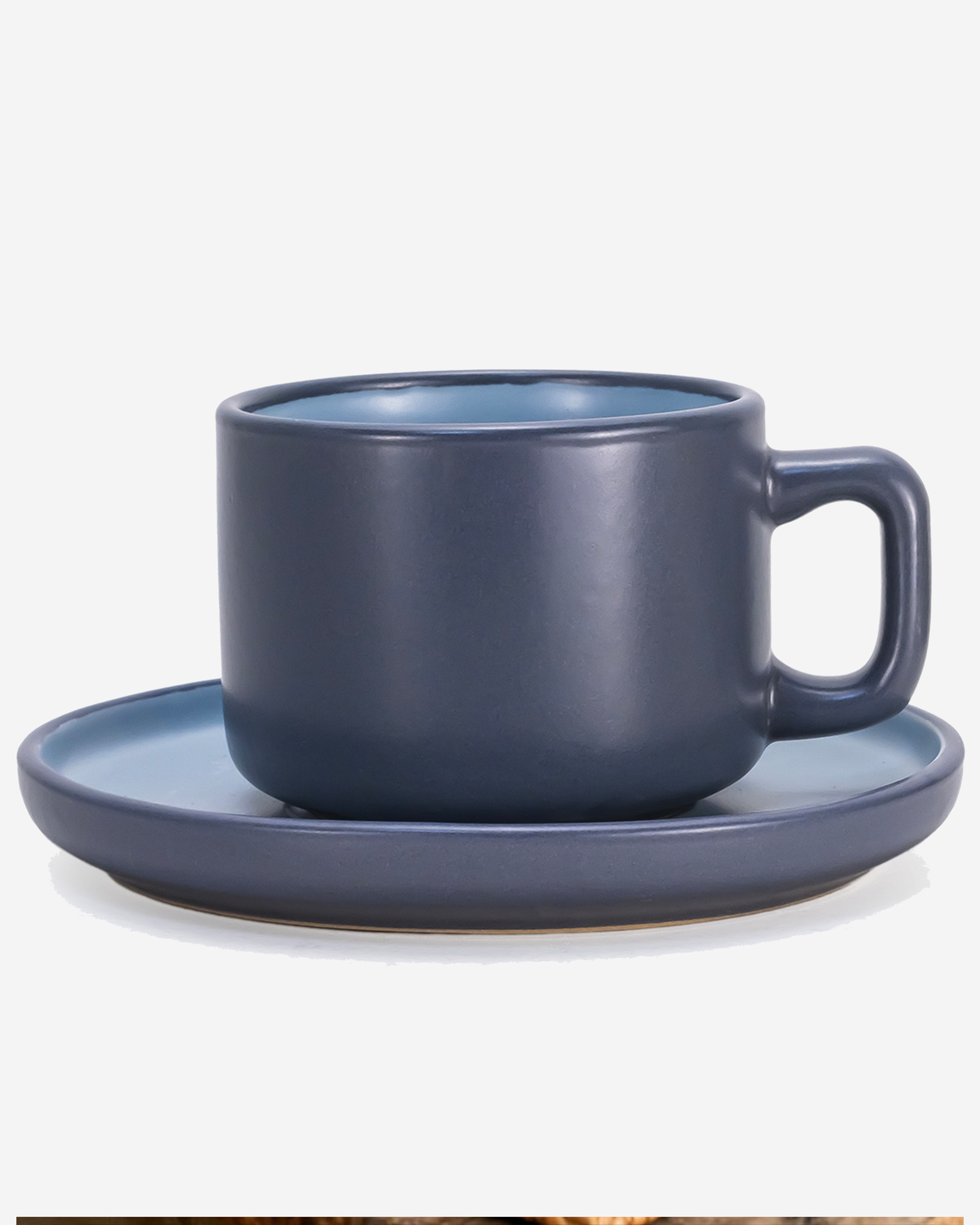 Shallow Oslo Stoneware Tea Cup & Saucer Set, 8-Piece, 250ml, Grey, Nordic Style, 4 Cups & 4 Matching Saucers
