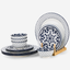Shallow Malfi Porcelain 12-Piece Dinner Set, Blue, 4 Dinner Plates 10.5