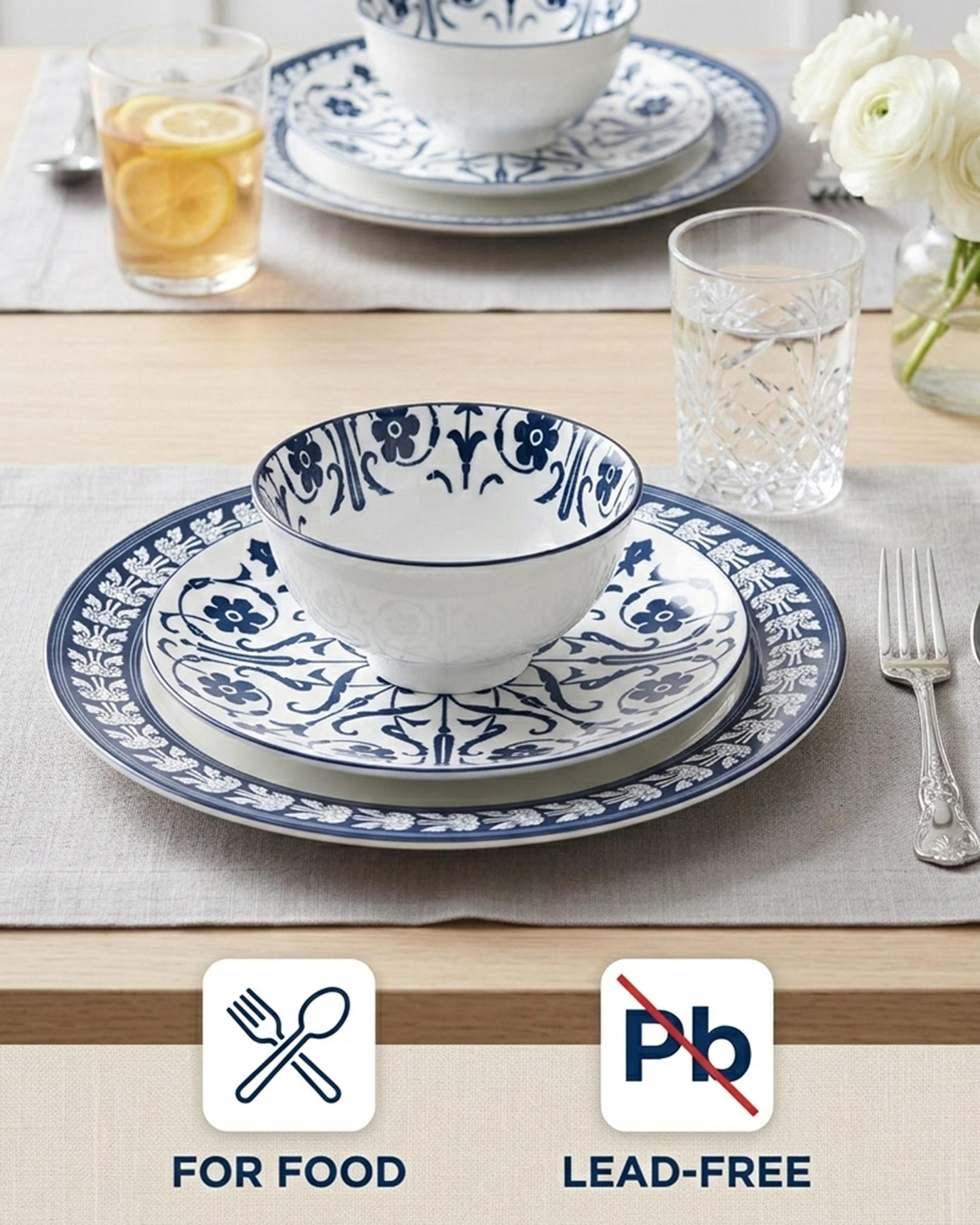 Shallow JAZY Porcelain Dinner Set 12 pcs