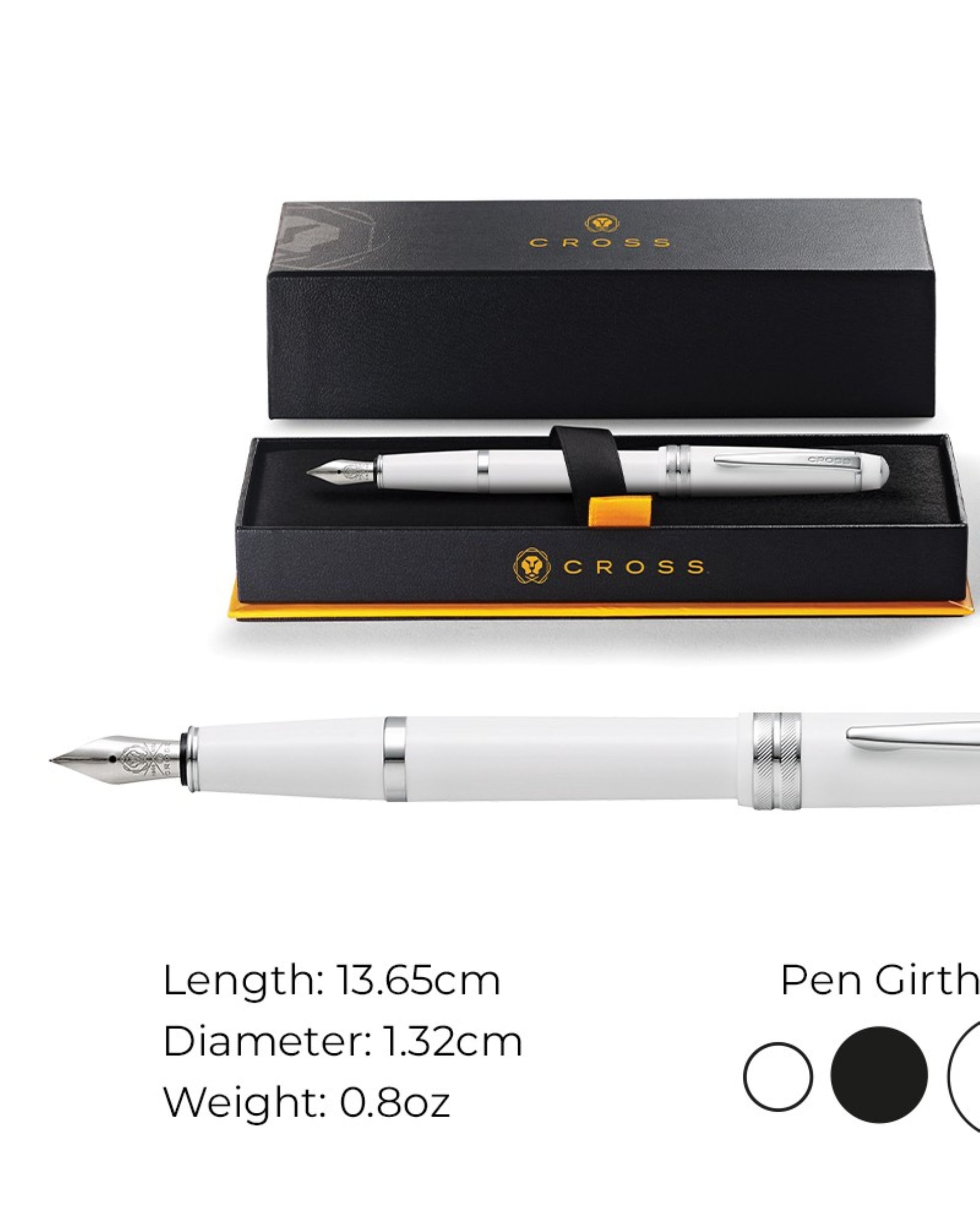 Cross Bailey Light™ Polished White Resin With Polished Chrome Appointments And Extra-Fine Nib Fountain Pen