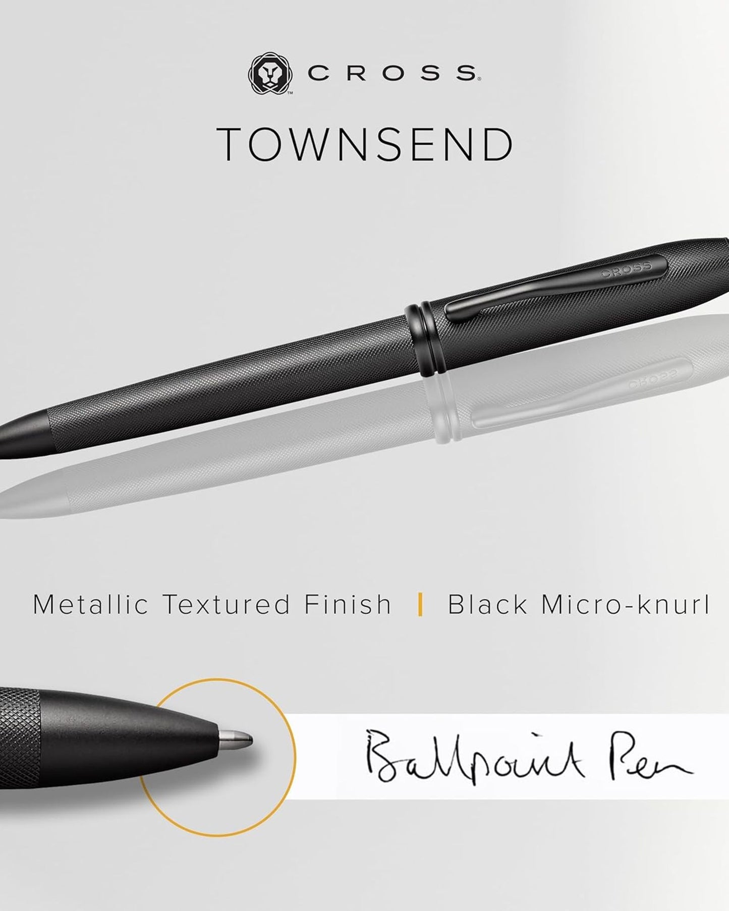 قلم حبر جاف Cross Townsend® Black Micro-Knurl مع قلم Pvd أسود غير لامع - AT0042-62