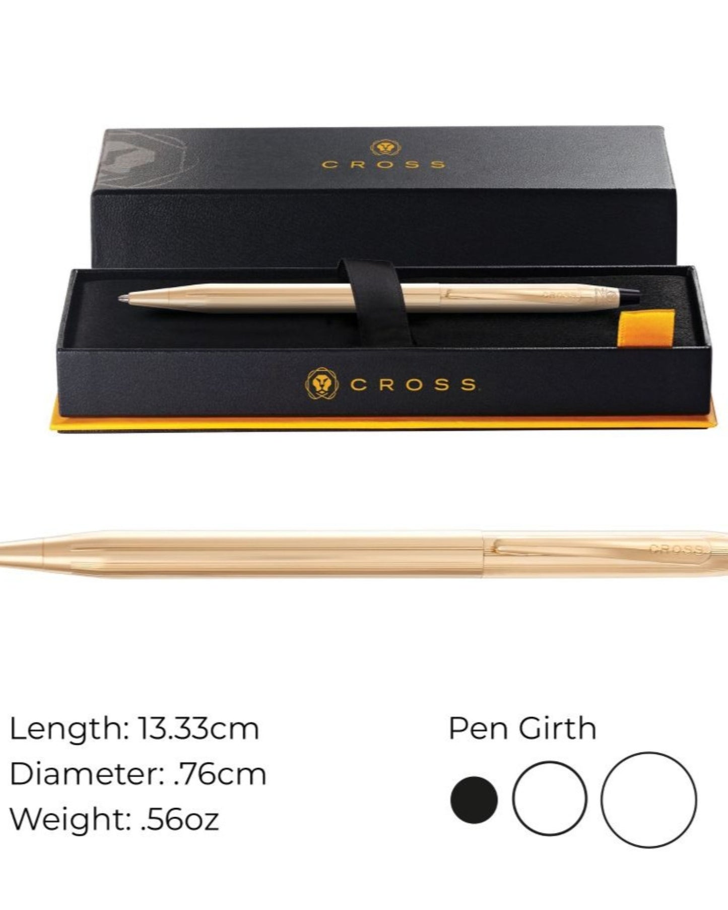 قلم حبر جاف كروس كلاسيك سينشري مطلي بذهب عيار 23 قيراط 