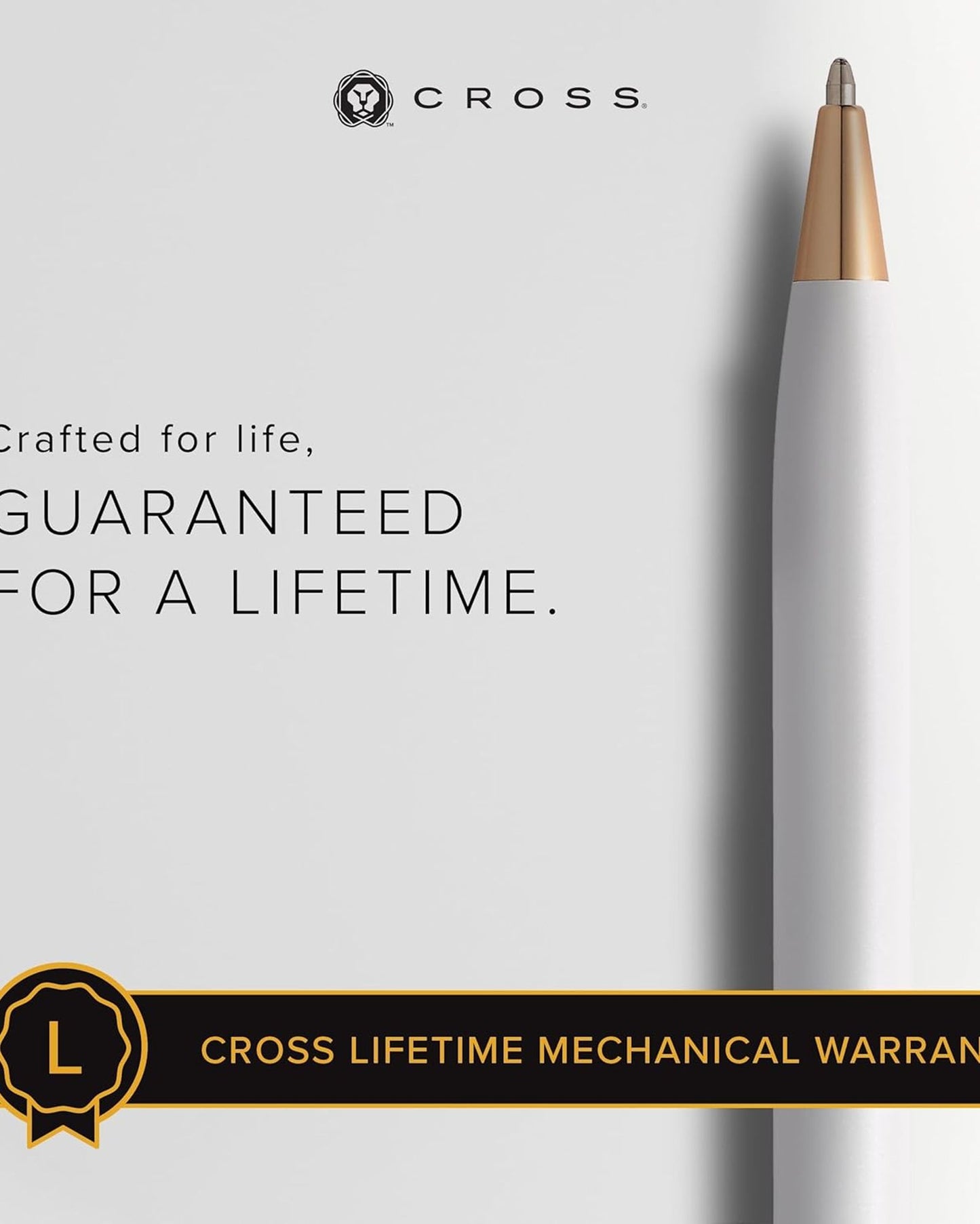 قلم حبر جاف كروس سينشري® 2i مطلي باللون الأبيض اللؤلؤي مع طلاء ذهبي وردي مصقول بتقنية Pvd - AT0082WG-113