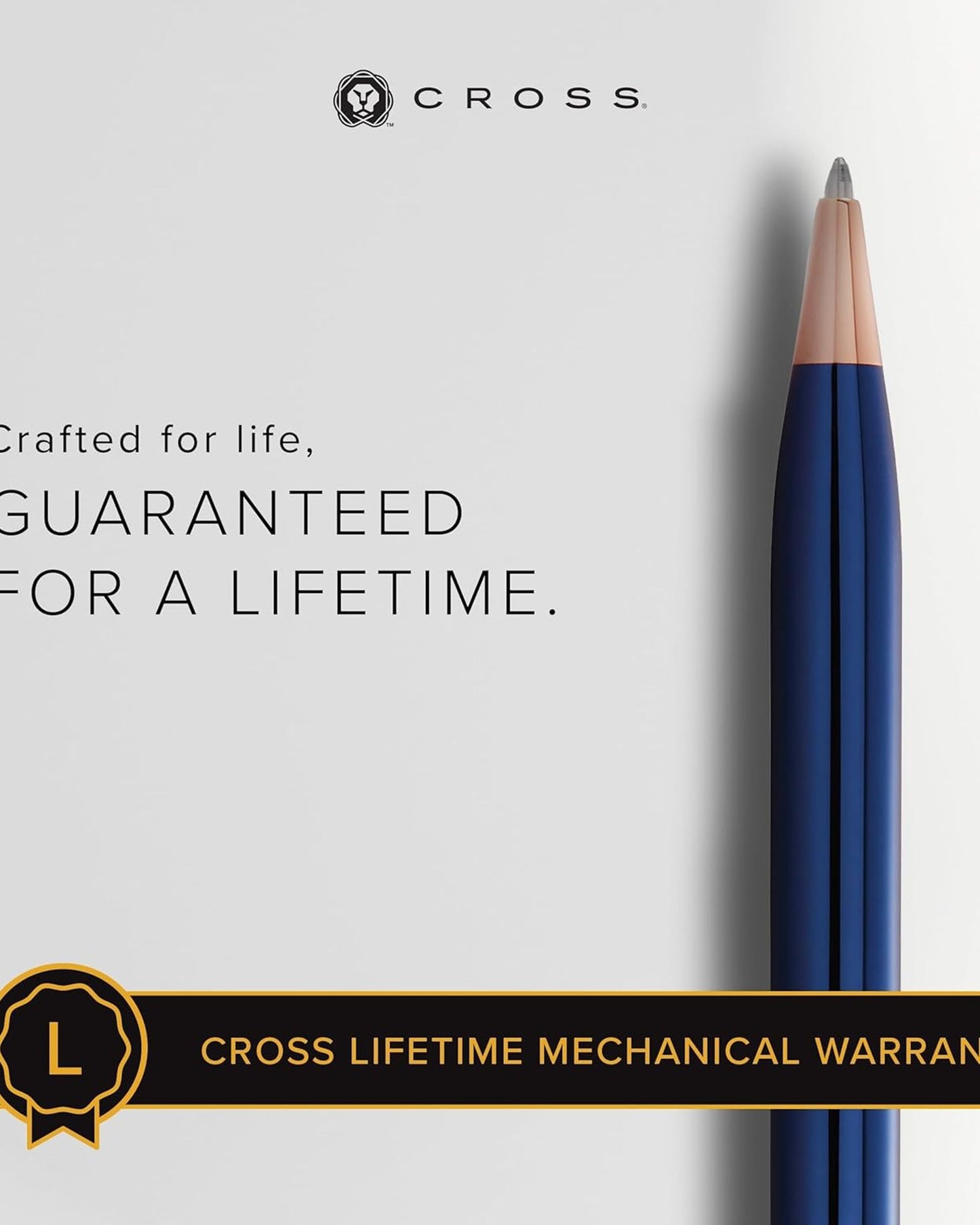 قلم حبر جاف كروس سينشري® 2i بلون أزرق كوبالت شفاف مع ورنيش ذهبي وردي - AT0082WG-138