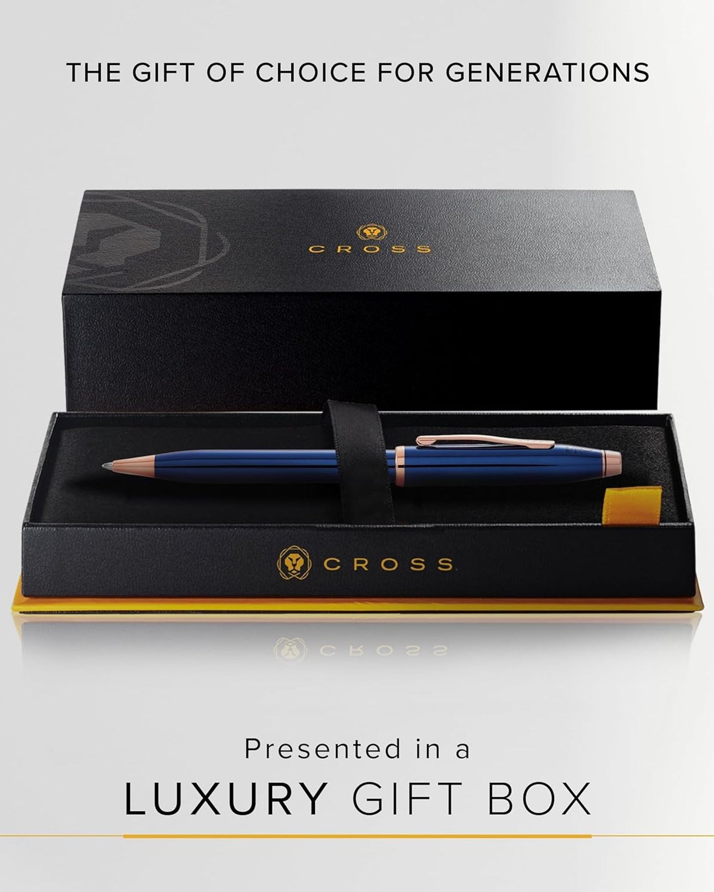 قلم حبر جاف كروس سينشري® 2i بلون أزرق كوبالت شفاف مع ورنيش ذهبي وردي - AT0082WG-138