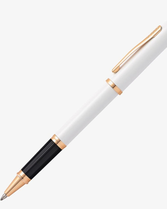 Cross Century Ii Pearlescent White Lacquer W / Rose Gold Rolling  Ball-Point Pen AT0085-113