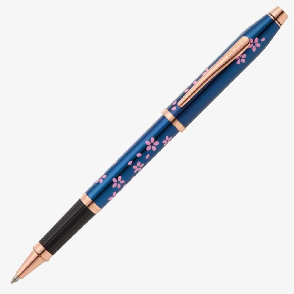 Cross Century® II Cherry Blossom Translucent Blue Lacquer with Polished Rosegold Apt Rollerball 