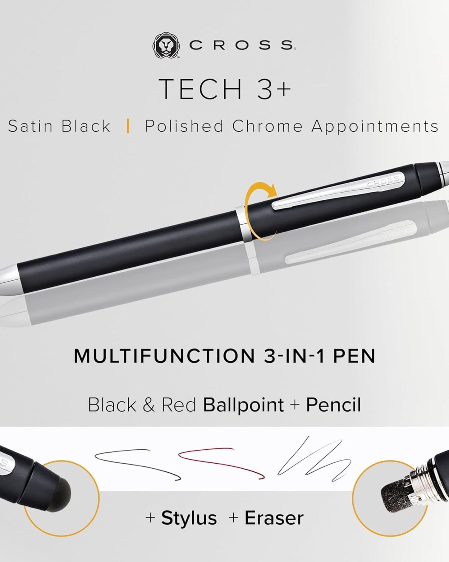 Cross Tech 3 متعدد الوظائف كلاسيكي أسود مع كروم - AT0090-3