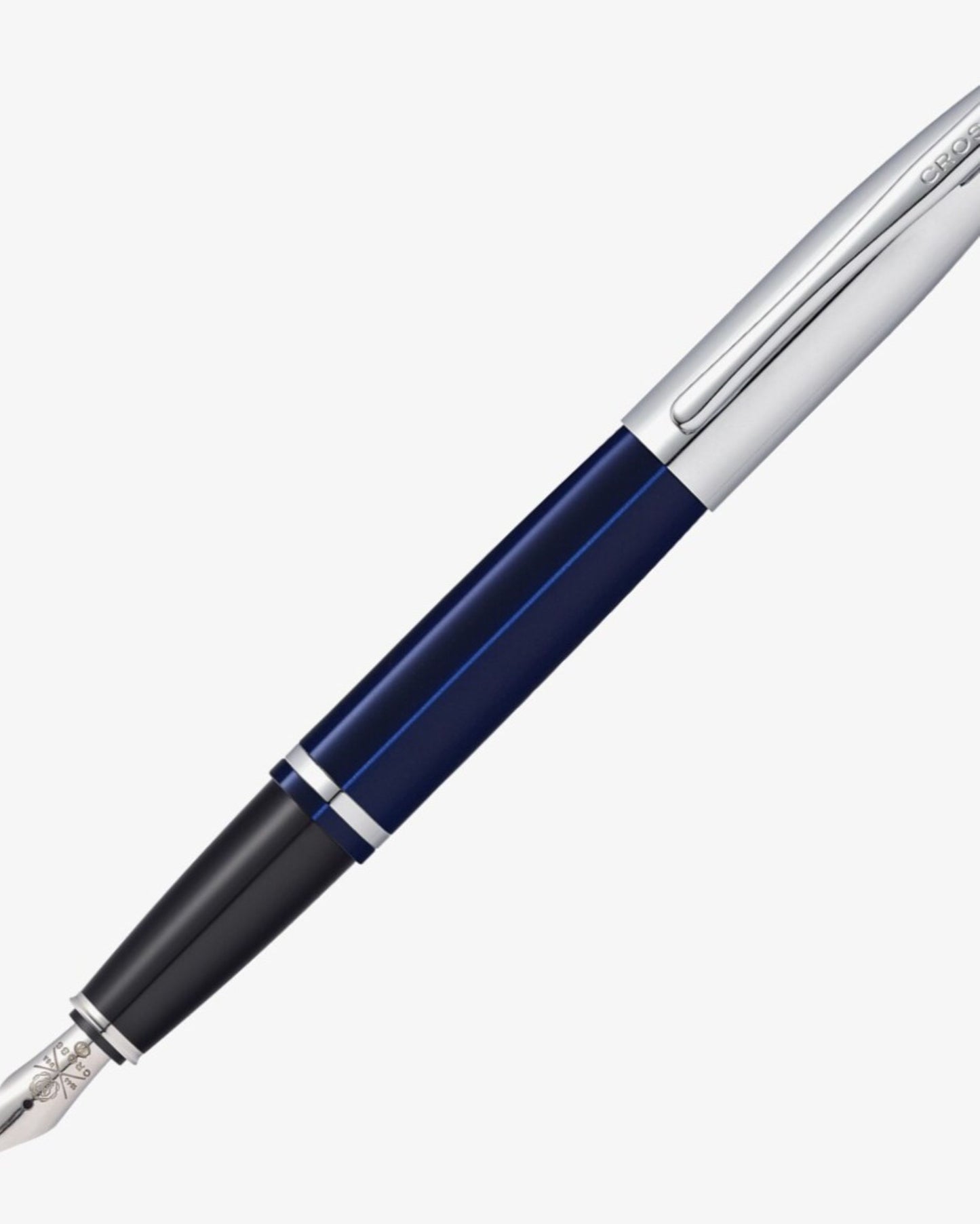 Cross Calais™ Chrome/Blue Lacquer With Polished Chrome Appointments And Medium Stainless Steel Nib Fountain Pen
