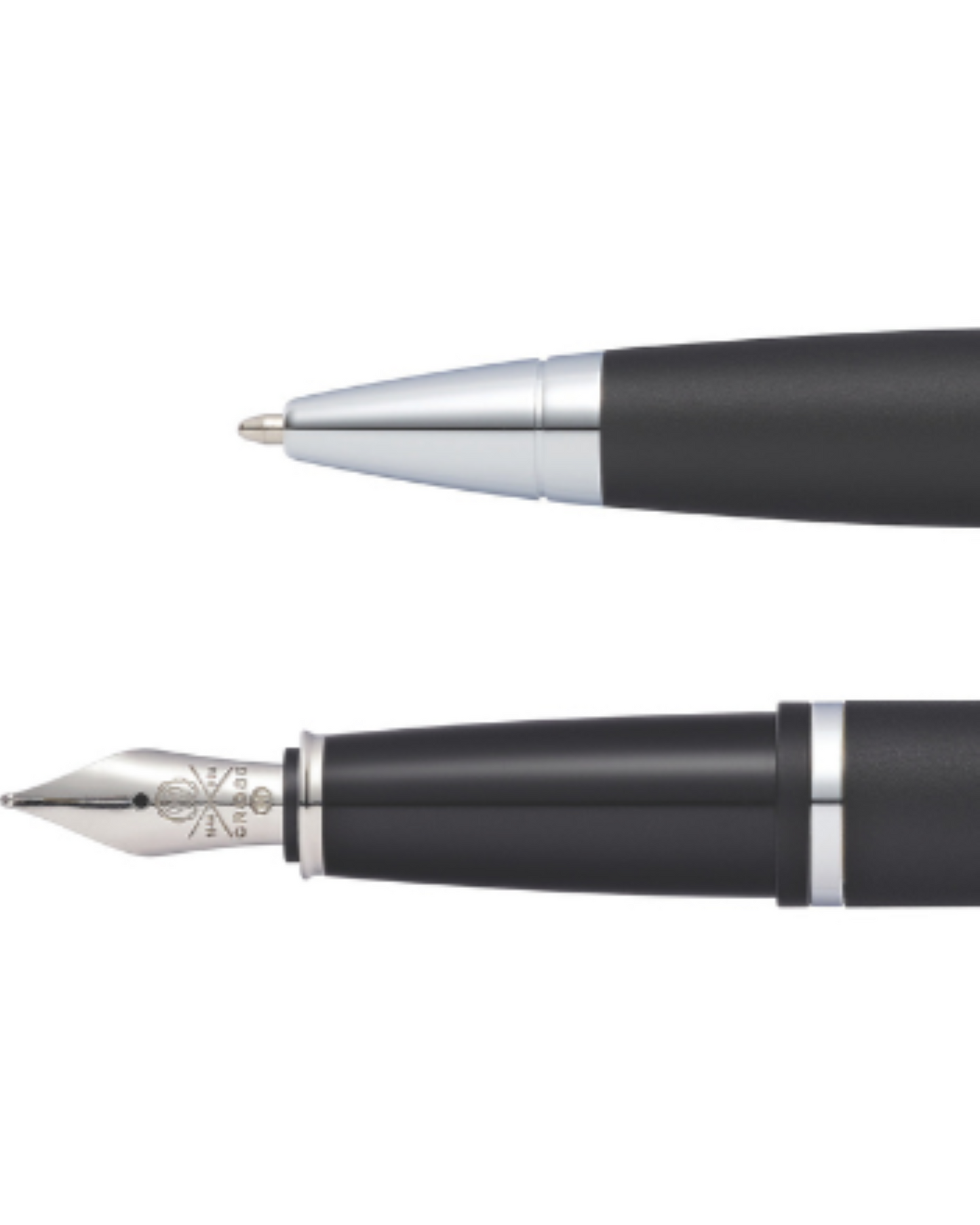 طقم أقلام حبر جاف ونافورة Cross Calais™ Matte Black Chrome Appointments