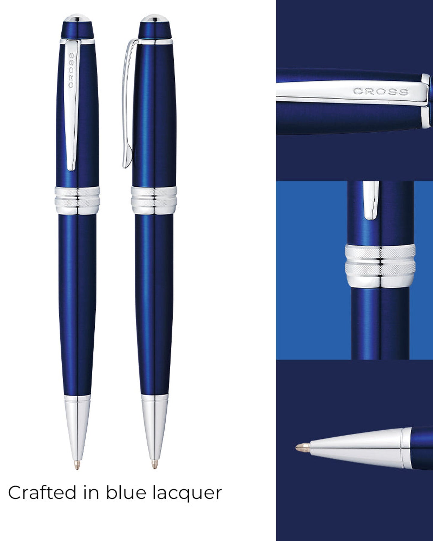 قلم حبر جاف Cross Bailey™ أزرق لامع مع كروم مصقول - AT0452-12