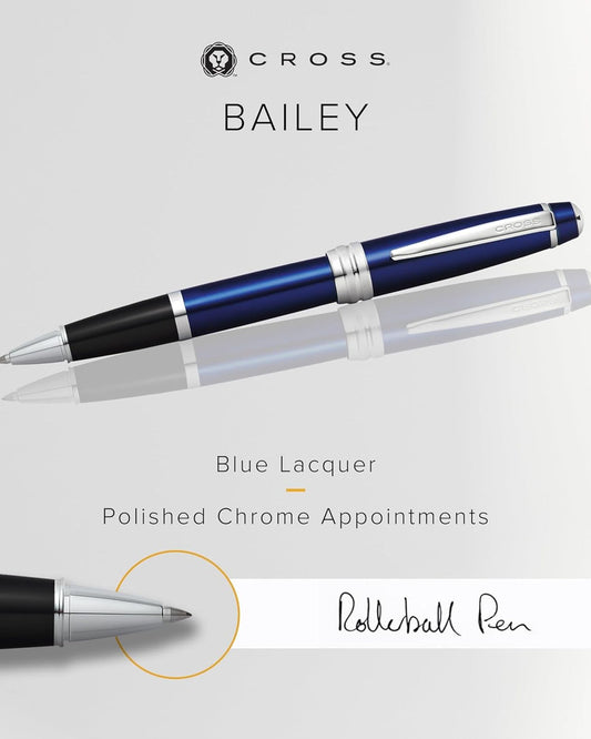 قلم حبر جاف Cross Bailey™ أزرق لامع مع كروم مصقول، Appointment Selectip® AT0455-12