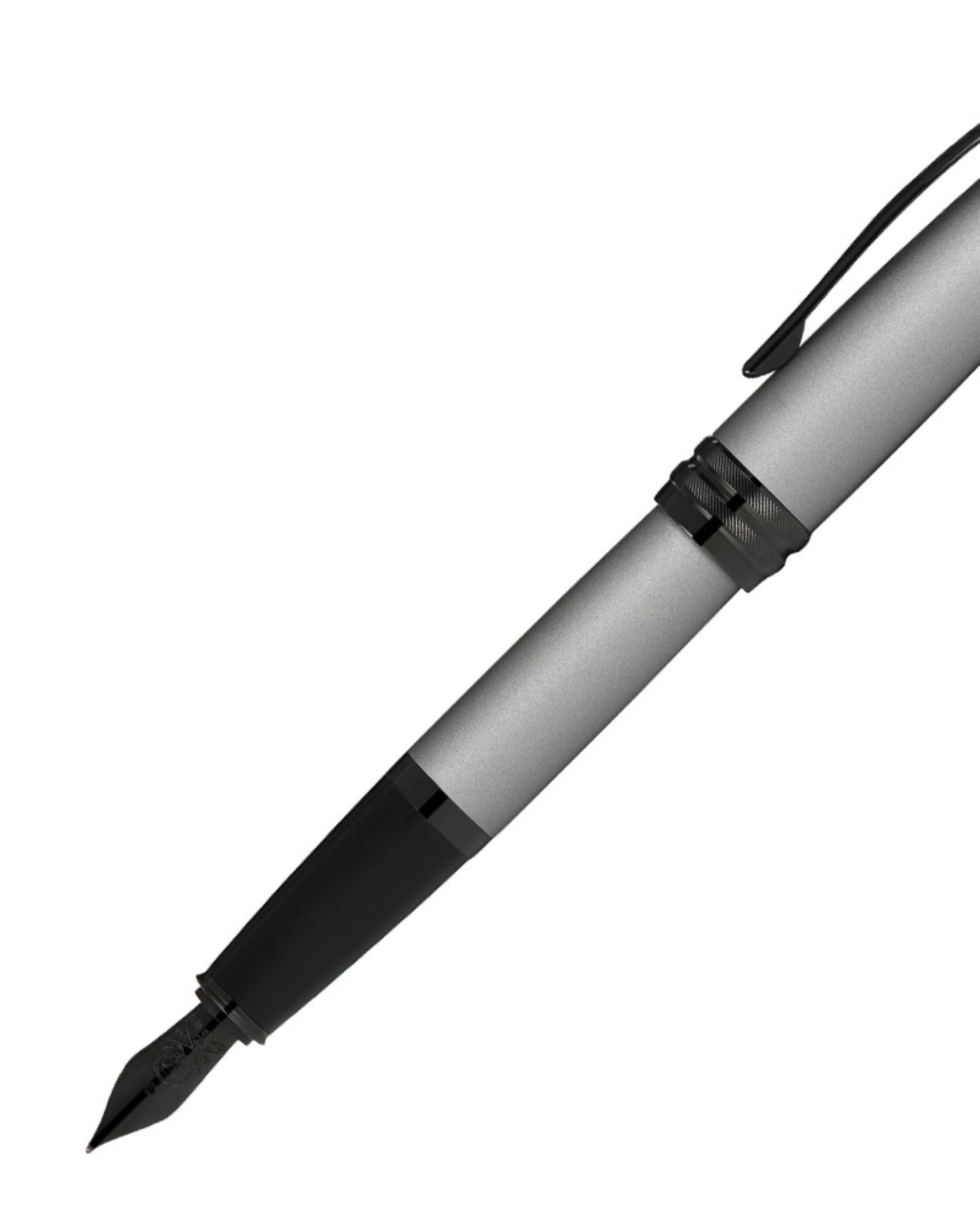 Cross Bailey™ Matte Gray Lacquer With Polished Black Pvd Appointments And Polished Black Pvd Coated Stainless Steel Medium Nib Fountain Pen