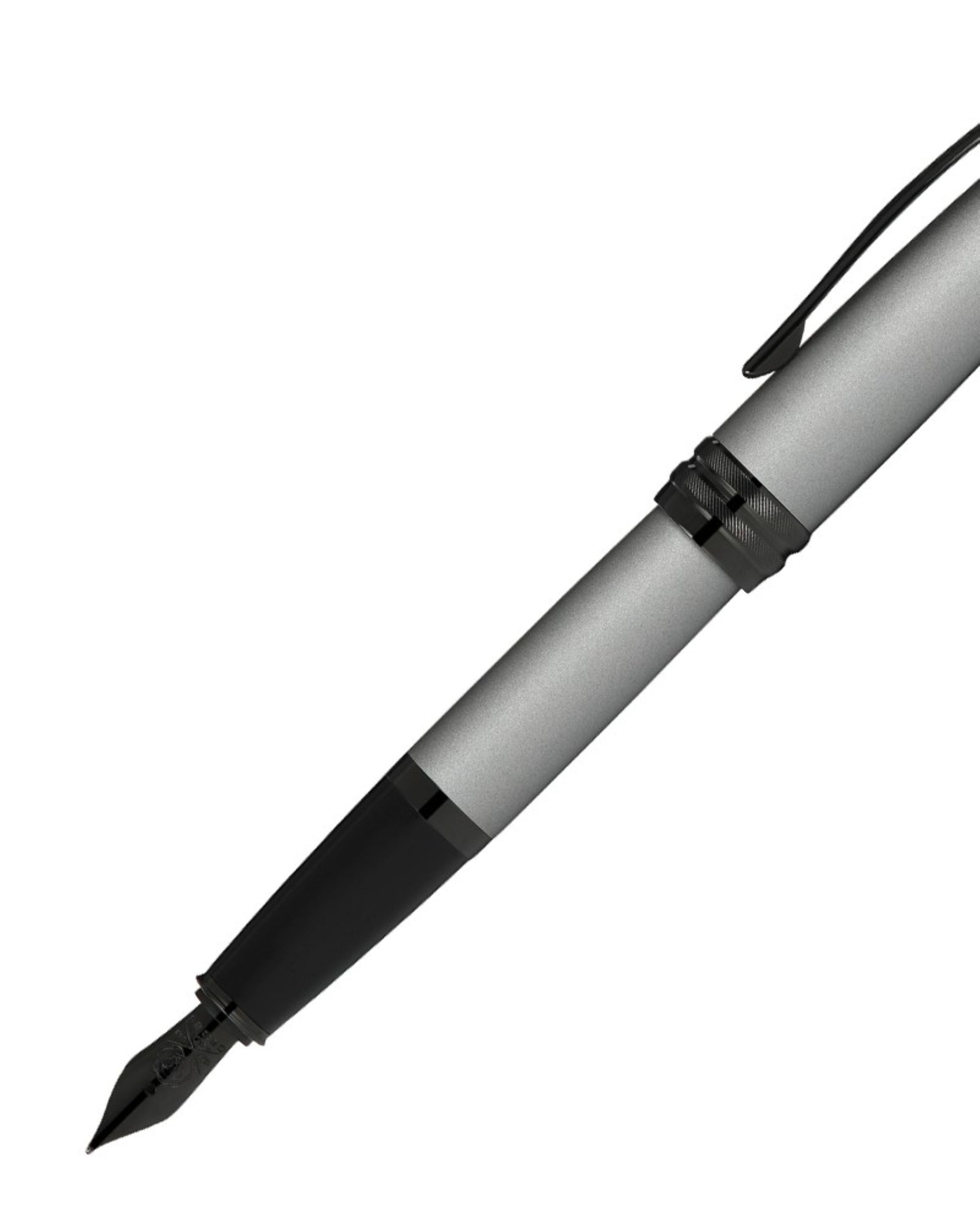 Cross Bailey™ Matte Gray Lacquer With Polished Black Pvd Appointments And Polished Black Pvd Coated Stainless Steel Medium Nib Fountain Pen