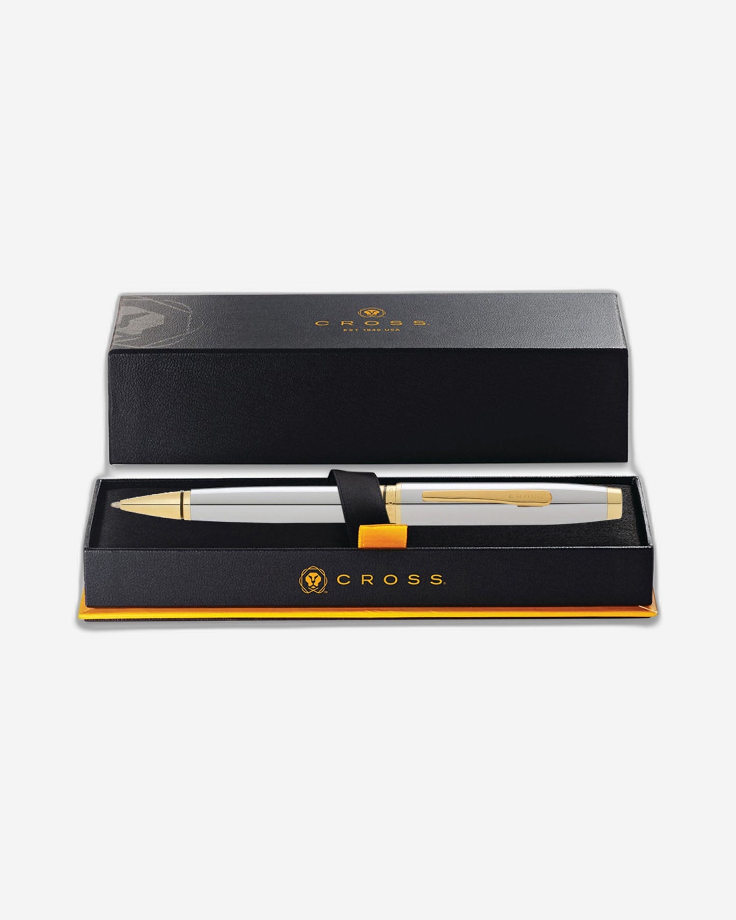 قلم حبر جاف كروس كوفنتري كروم لامع مع مواعيد ذهبية - AT0662-2