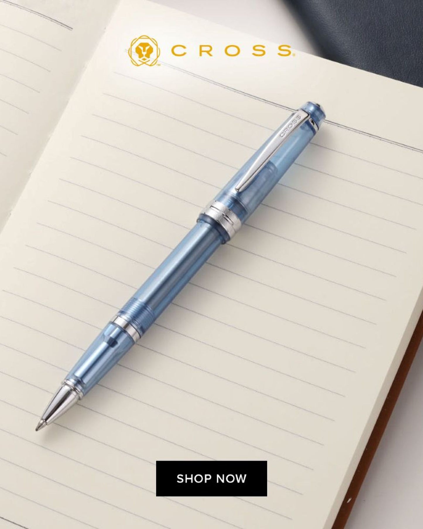 قلم حبر جاف شفاف من الراتنج باللون الأزرق الداكن من كروس بيلي لايت™ AT0742-18