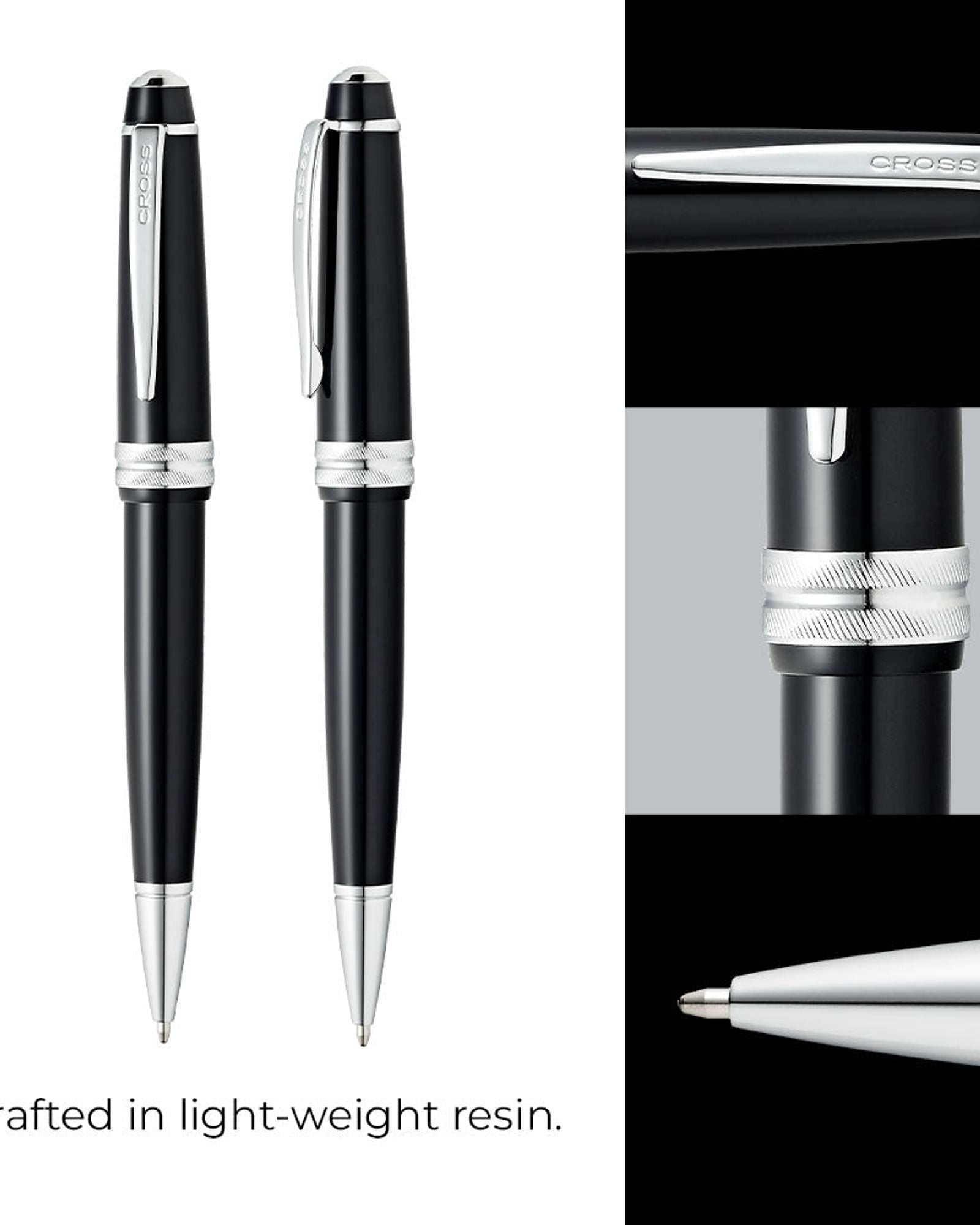 قلم حبر جاف من الراتنج الأسود اللامع Cross Bailey Light™ AT0742-1