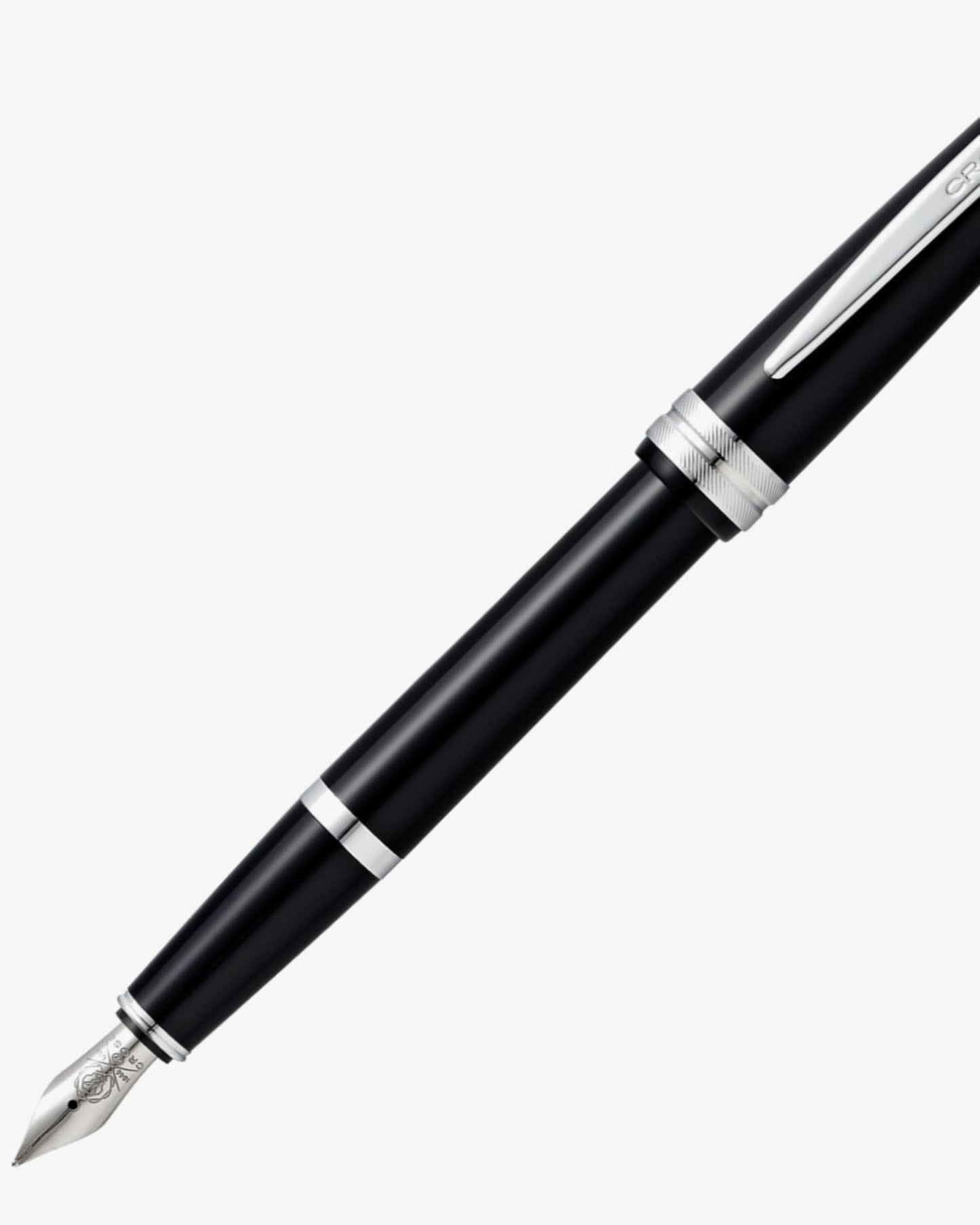 Cross Bailey Light™ Polished Black Resin With Polished Chrome Appointments And Medium Nib Fountain Pen
