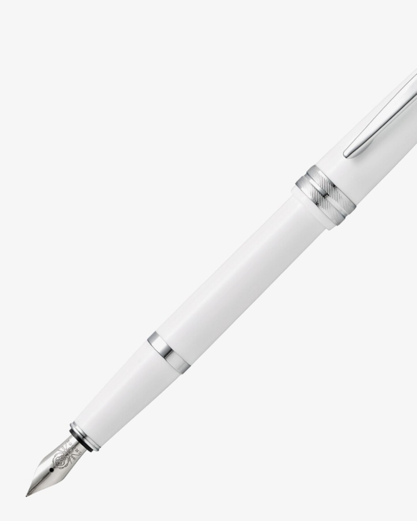 Cross Bailey Light™ Polished White Resin With Polished Chrome Appointments And Medium Nib Fountain Pen