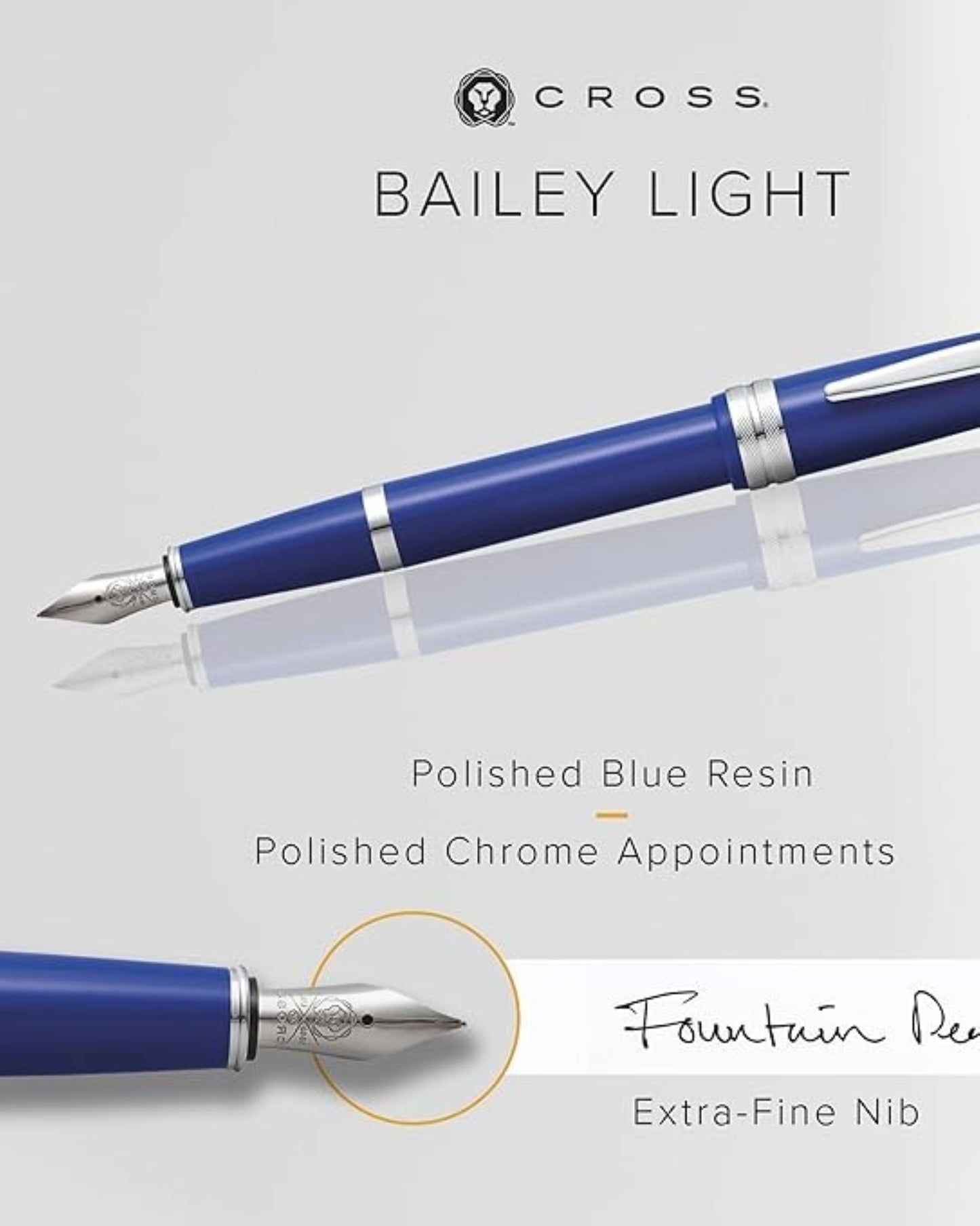 قلم حبر Cross Bailey Light™ أزرق لامع من الراتنج مع ريشة رفيعة جدًا