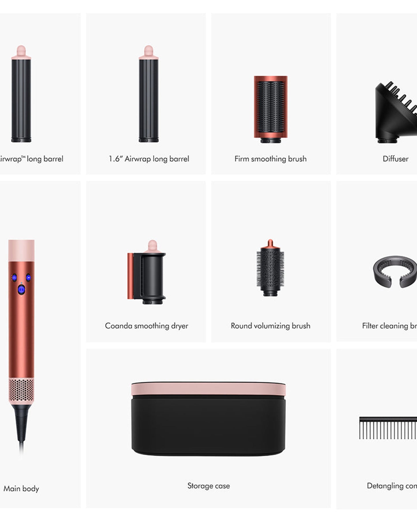 مجفف الشعر Dyson Airwrap™ متعدد الاستخدامات Complete Long Volumise باللون البرونزي الفراولة/الوردي الفاتح
