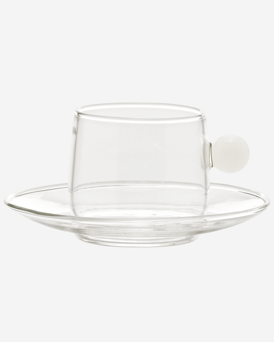 Bilia Coffee Cup Transparent Ball Clear Set 2 + Saucer