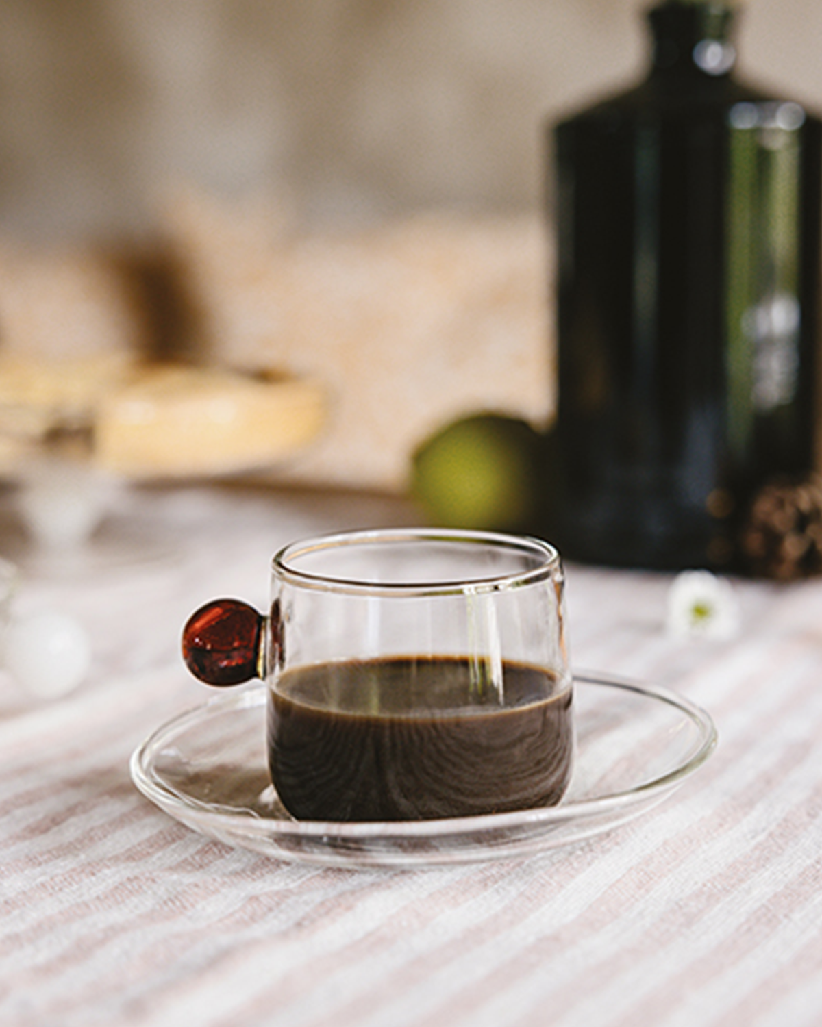 Zafferano Bilia Coffee Cup Transparent Ball Clear Set 2 + Saucer
