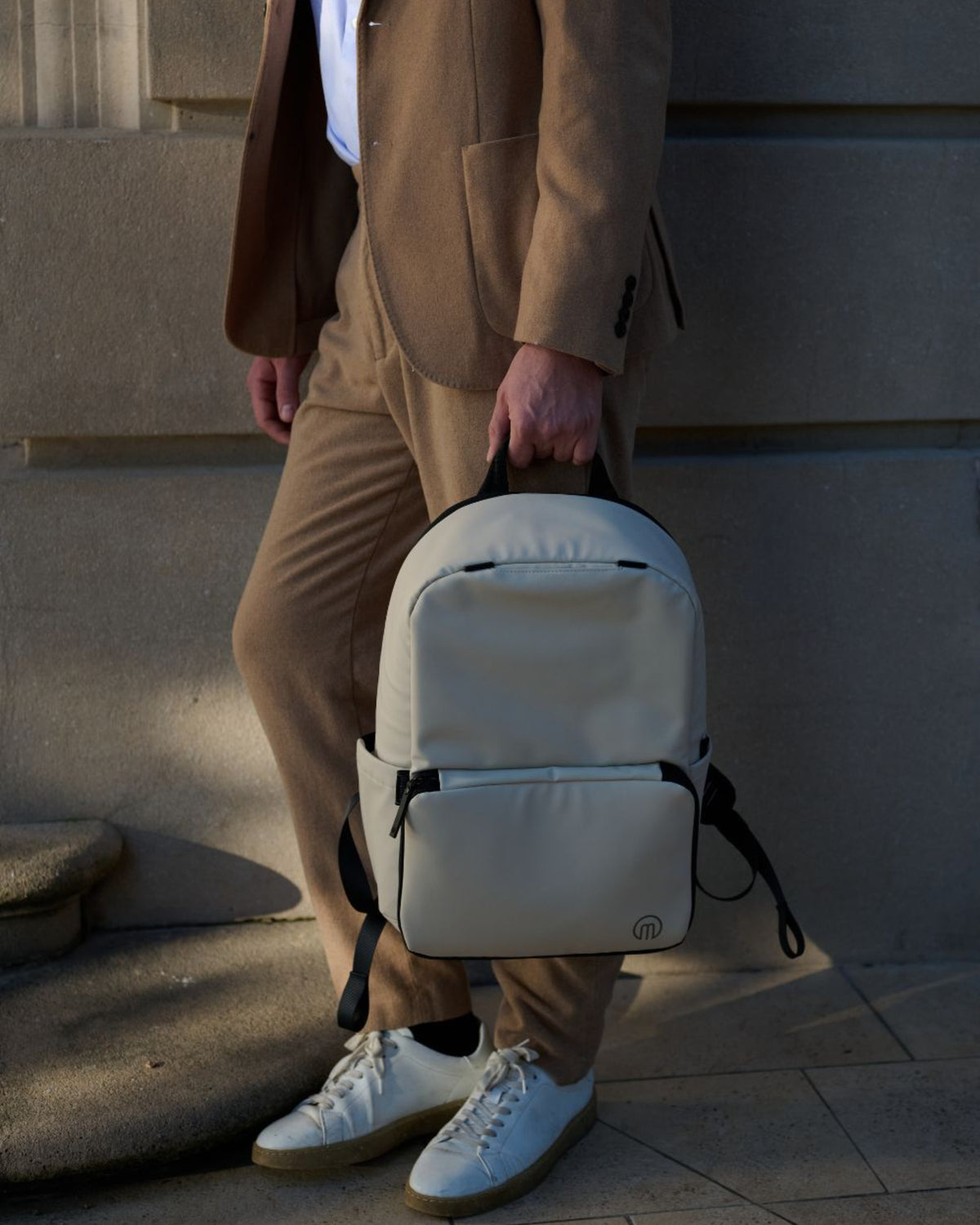 MiaMily Expanding 17" Laptop Backpack  - Beige