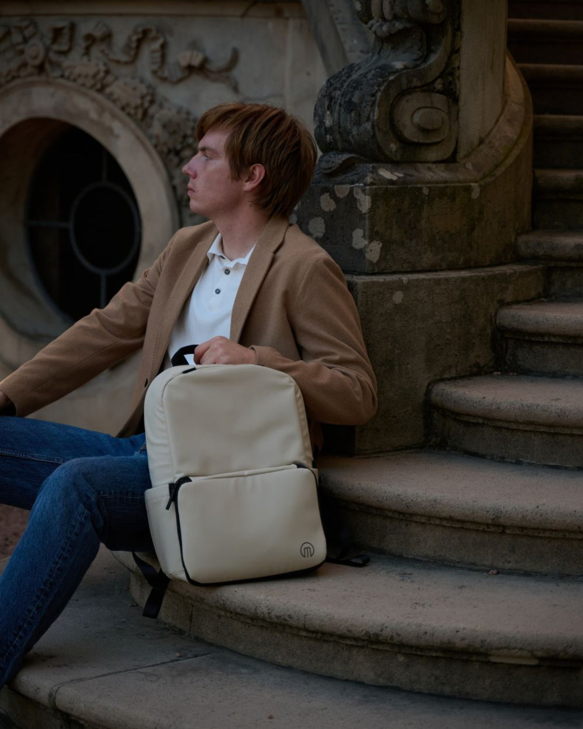 MiaMily Expanding 17" Laptop Backpack  - Beige