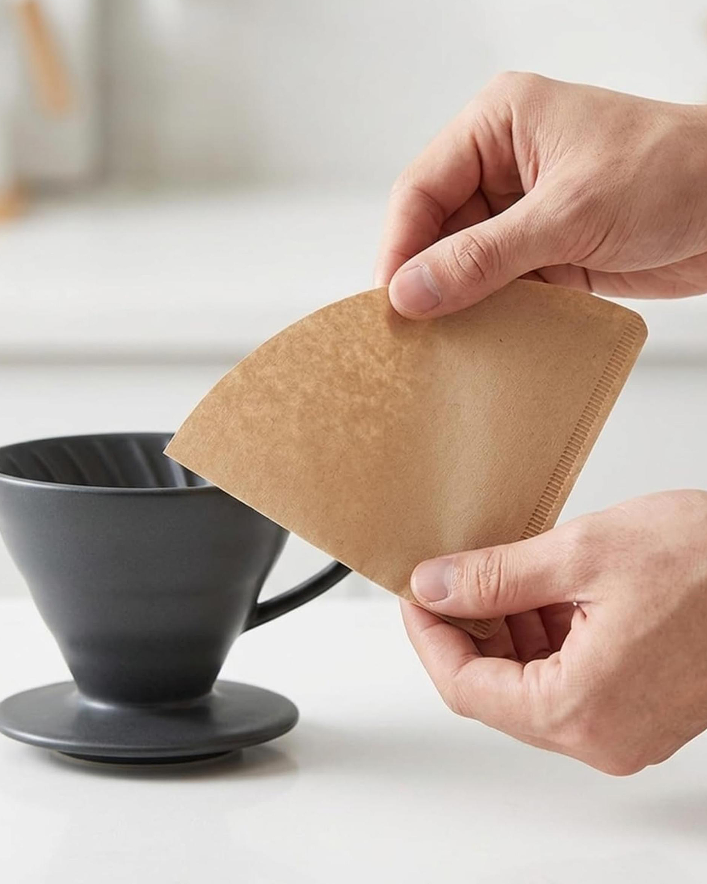 Cuisine Art Coffee Filter Papers 100 pcs Unbleached V60 Beige