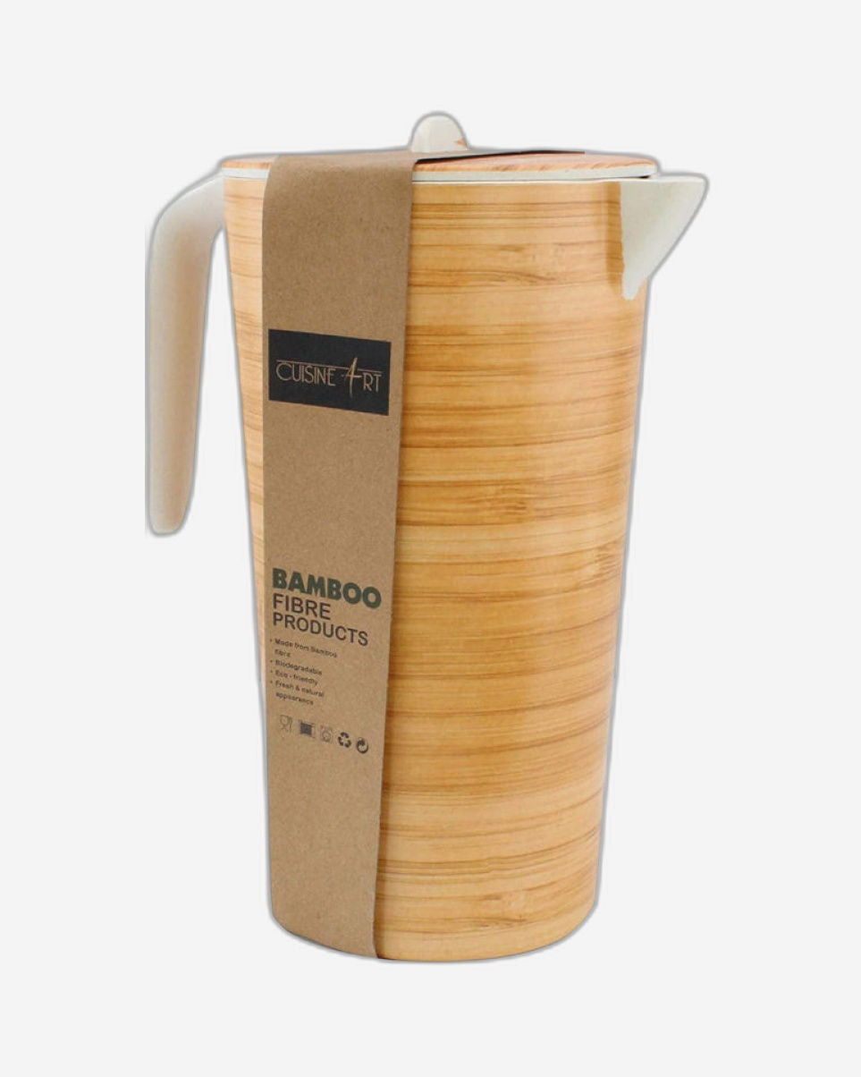 إبريق من ألياف الخيزران من كويزين آرت - تصميم خشبي | صديق للبيئة ومتين | ٢١ سم | خفيف الوزن وأنيق