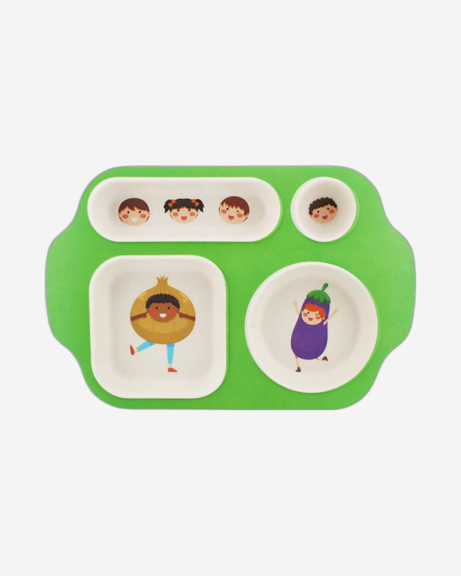 طقم أدوات طعام للأطفال من ألياف الخيزران من كويزين آرت | أطباق وأوعية وأكواب صديقة للبيئة للأطفال | خفيفة الوزن ومتينة | تصاميم مرحة