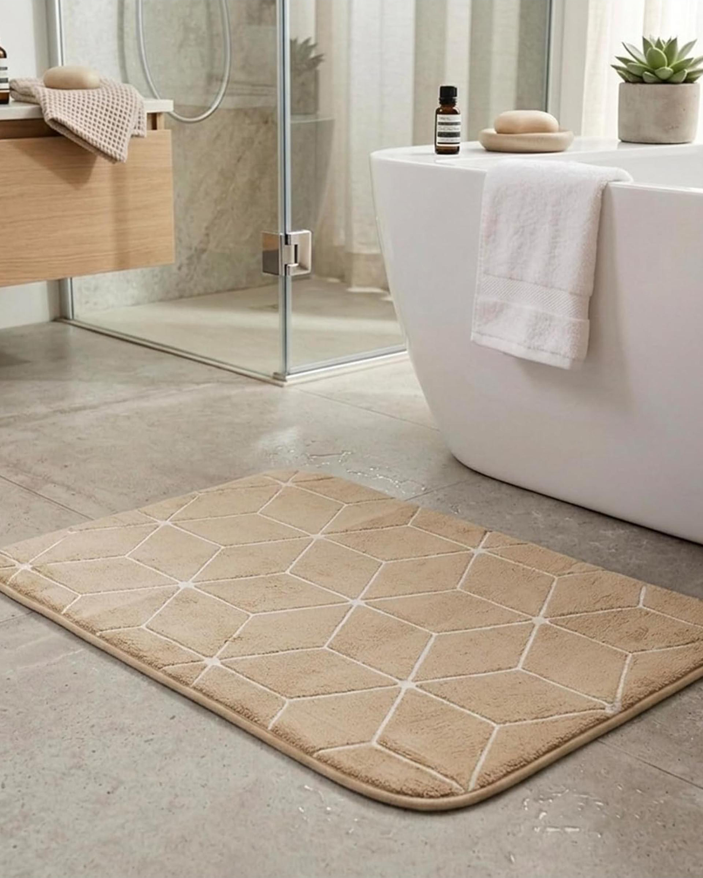 Cuisine Art Memory Foam Bath Mat 40×60 cm Beige