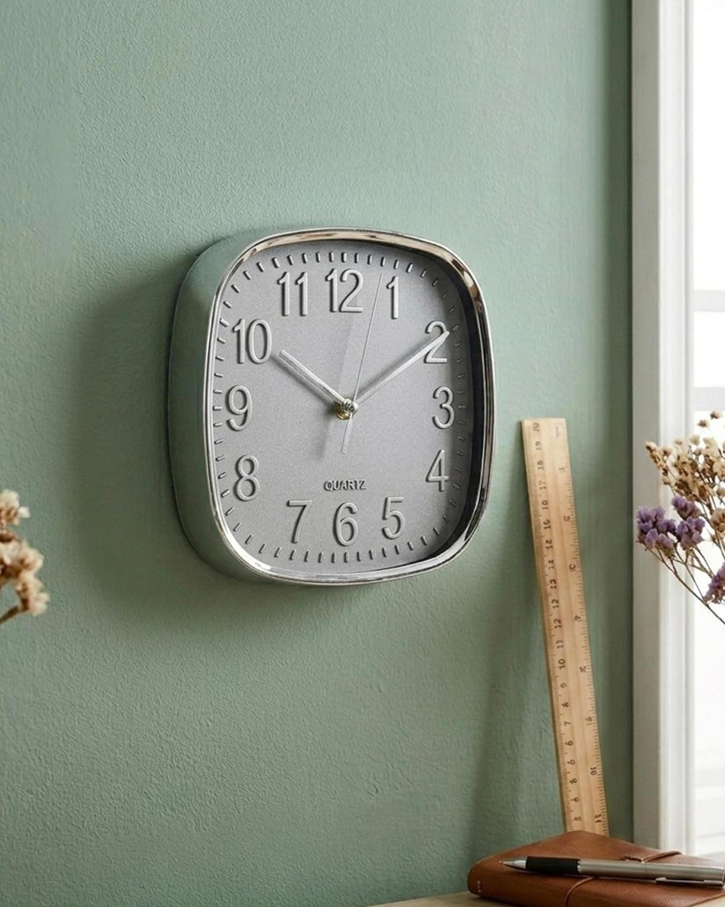 Cuisine Art Square Wall Clock 20 cm Grey