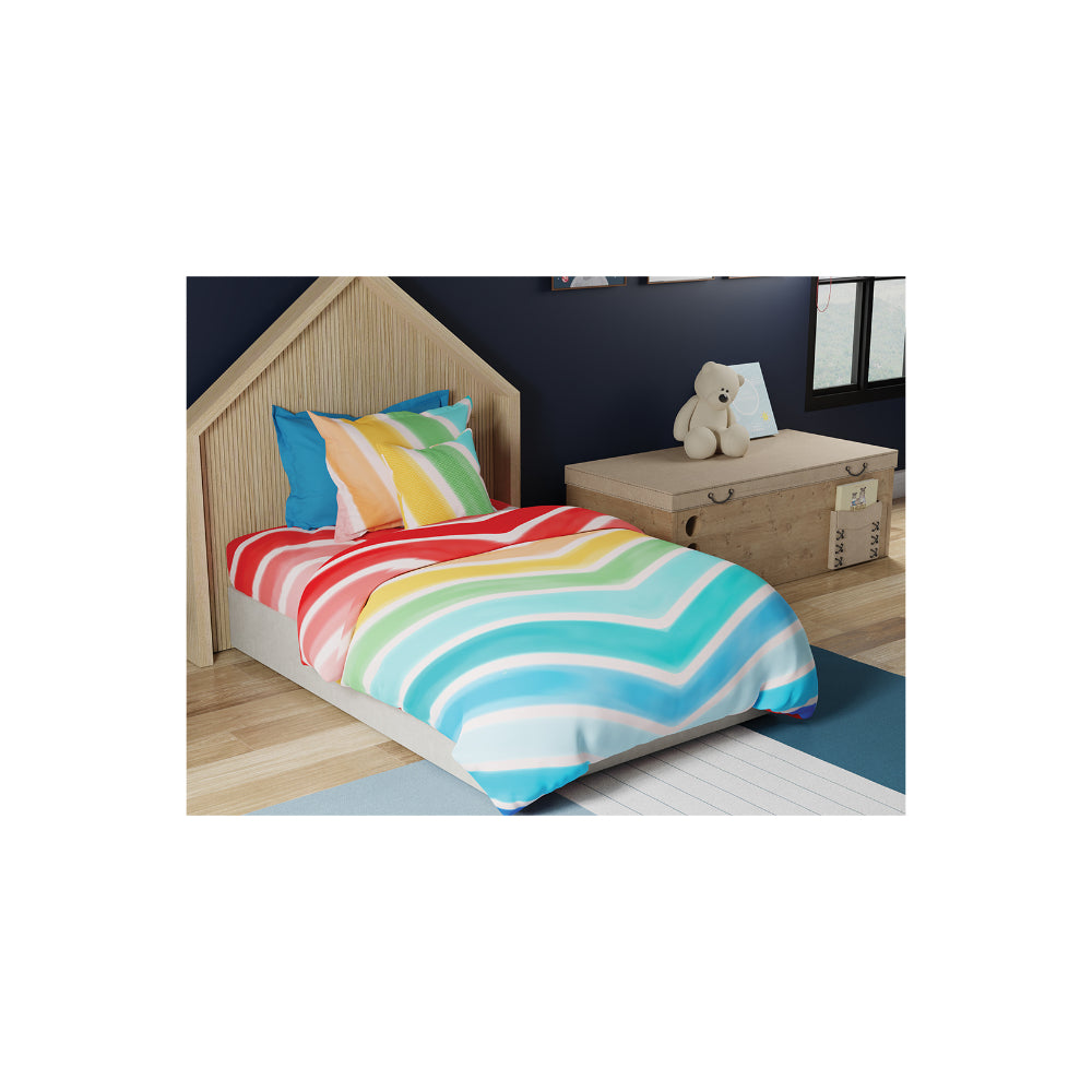United Colors of Benetton Kids 210 TC Bedsheet with 1 Pillow cover Rainbow