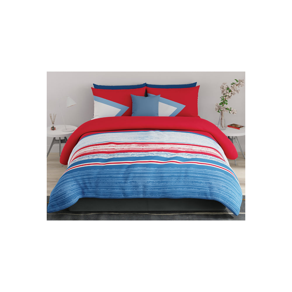 United Colors of Benetton Rainbow 210 TC Super King Bedsheet with 2 Pillow covers Red