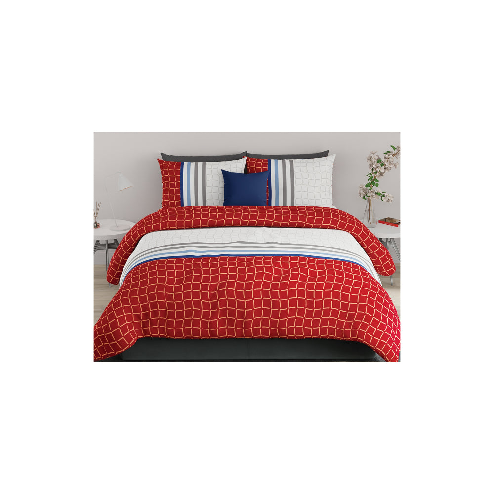 United Colors of Benetton Rainbow 210 TC Super King Bedsheet with 2 Pillow covers Maroon