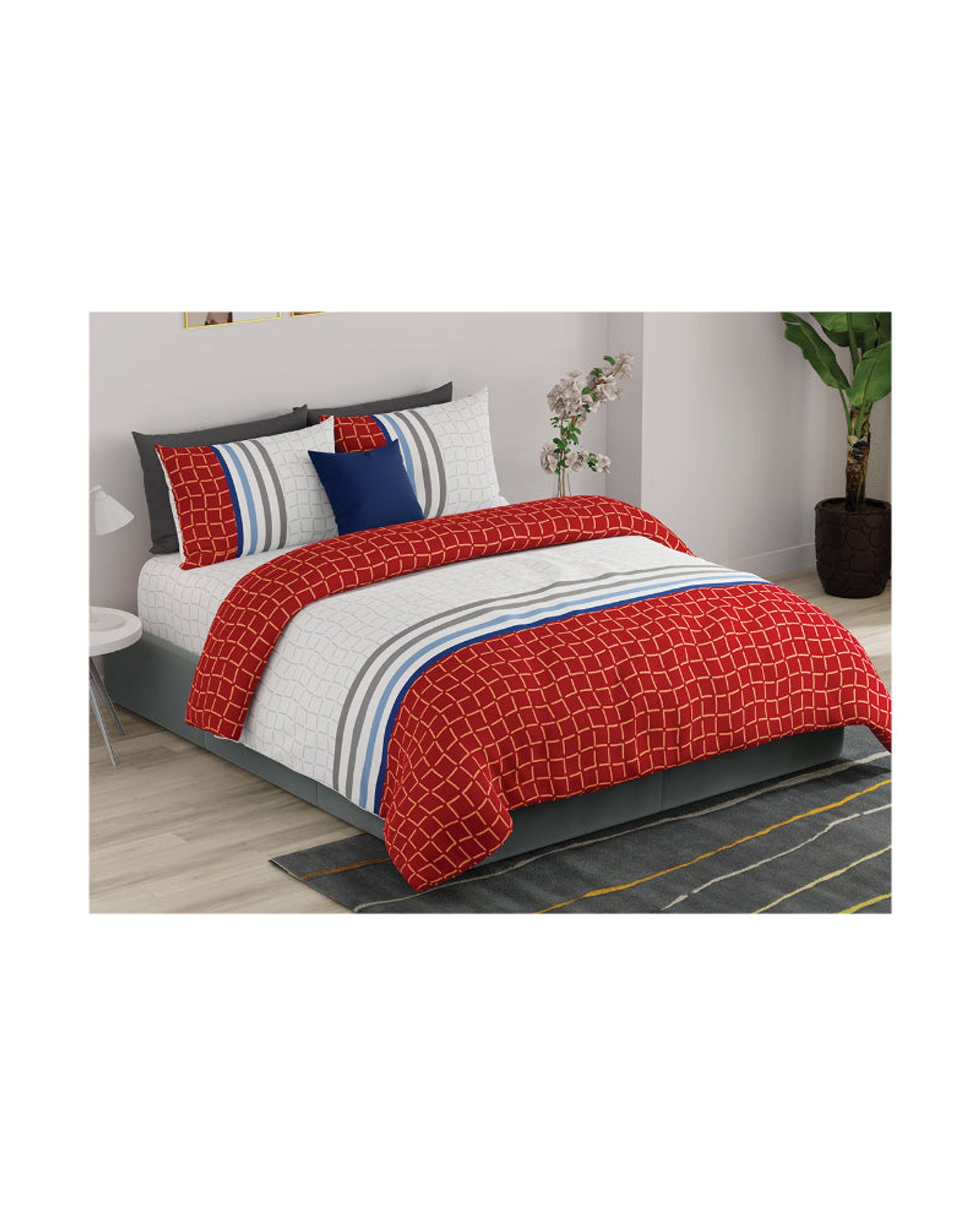 ملاءة سرير سوبر كينج من يونايتد كولورز أوف بينيتون رينبو 210 تي سي مع غطائي وسادة، لون كستنائي