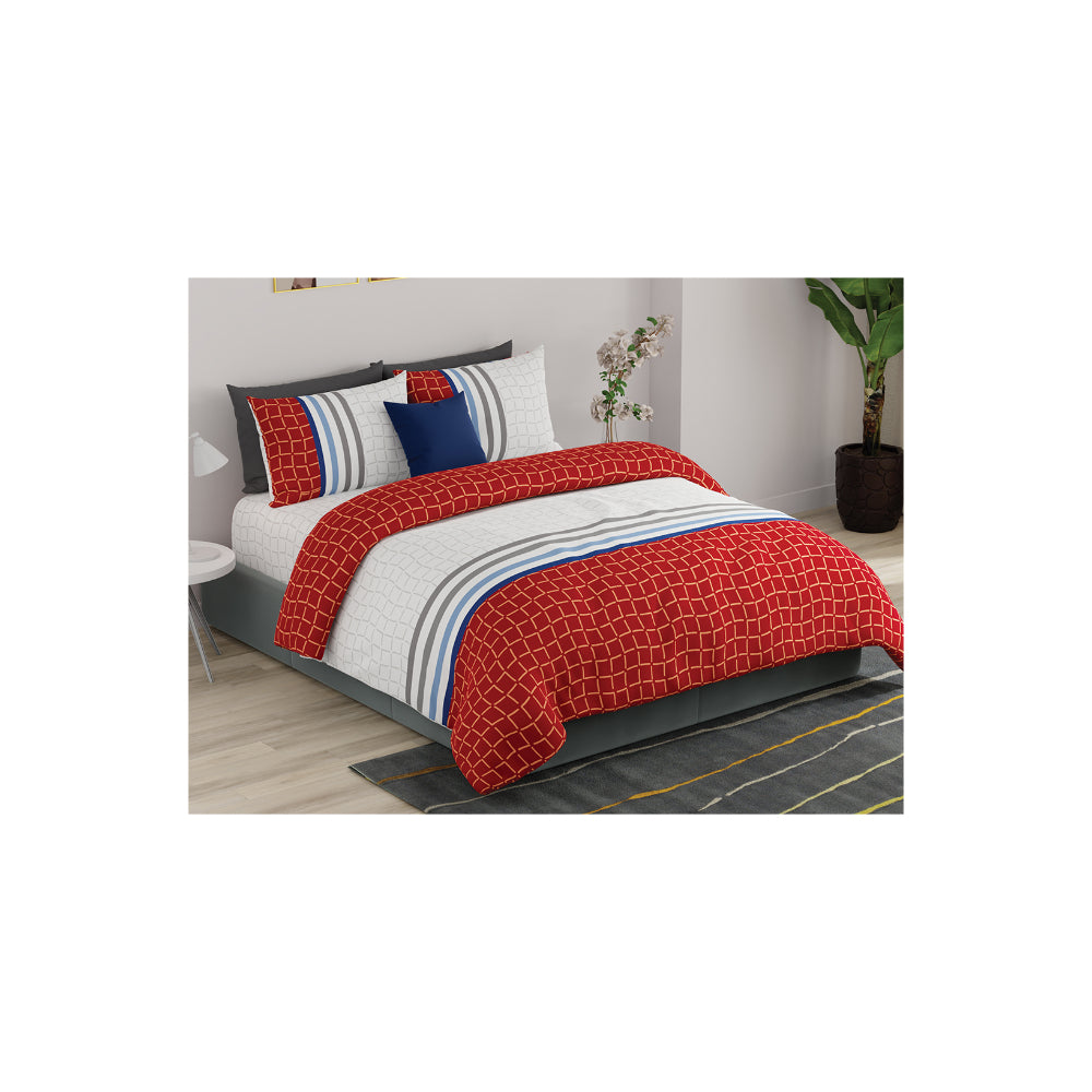 ملاءة سرير سوبر كينج من يونايتد كولورز أوف بينيتون رينبو 210 تي سي مع غطائي وسادة، لون كستنائي