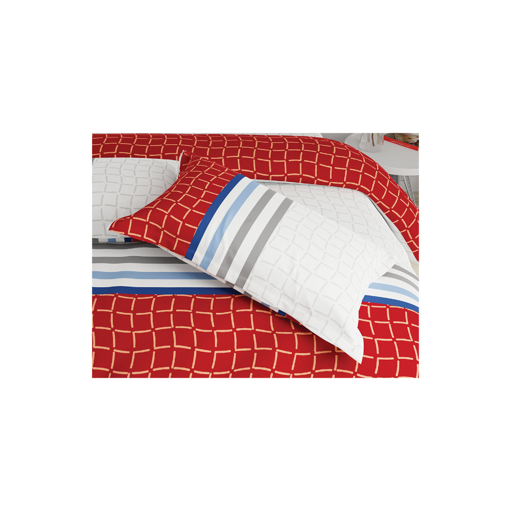 ملاءة سرير سوبر كينج من يونايتد كولورز أوف بينيتون رينبو 210 تي سي مع غطائي وسادة، لون كستنائي