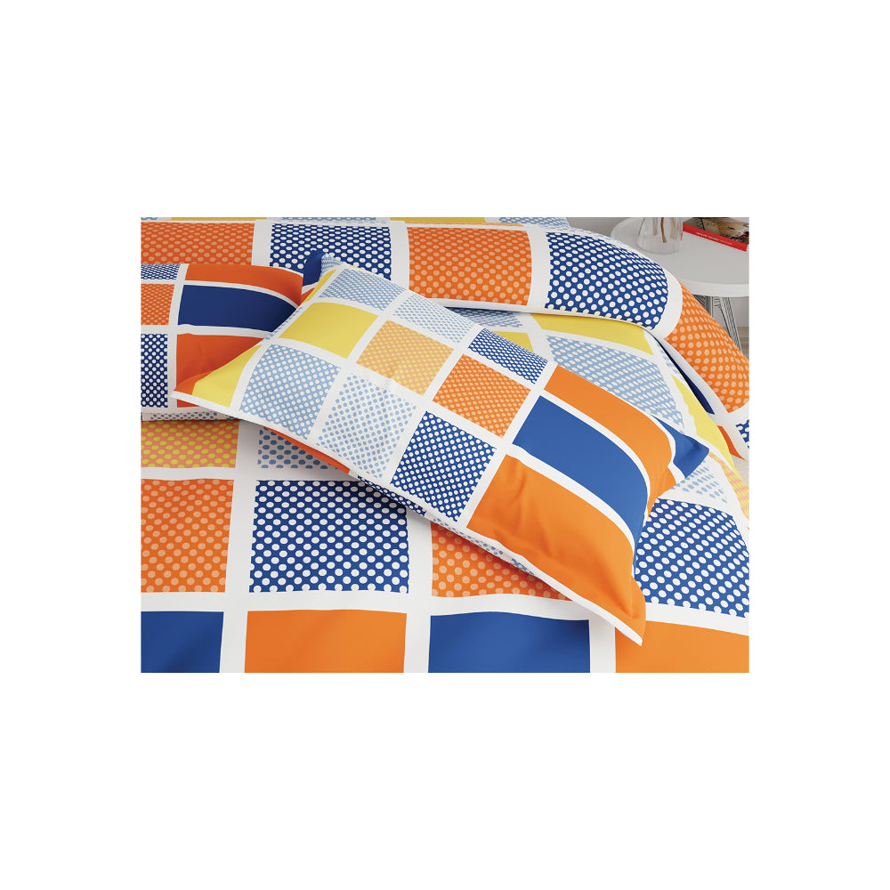 ملاءة سرير سوبر كينج من يونايتد كولورز أوف بينيتون رينبو 210 تي سي مع غطاءي وسادة رينبو