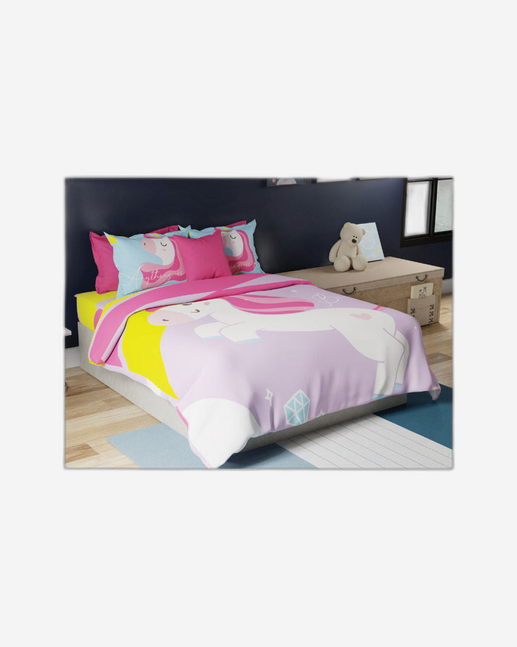 ملاءة سرير كينج من يونايتد كولورز أوف بينيتون كيدز 210 تي سي مع غطائي وسادة بلون لافندر