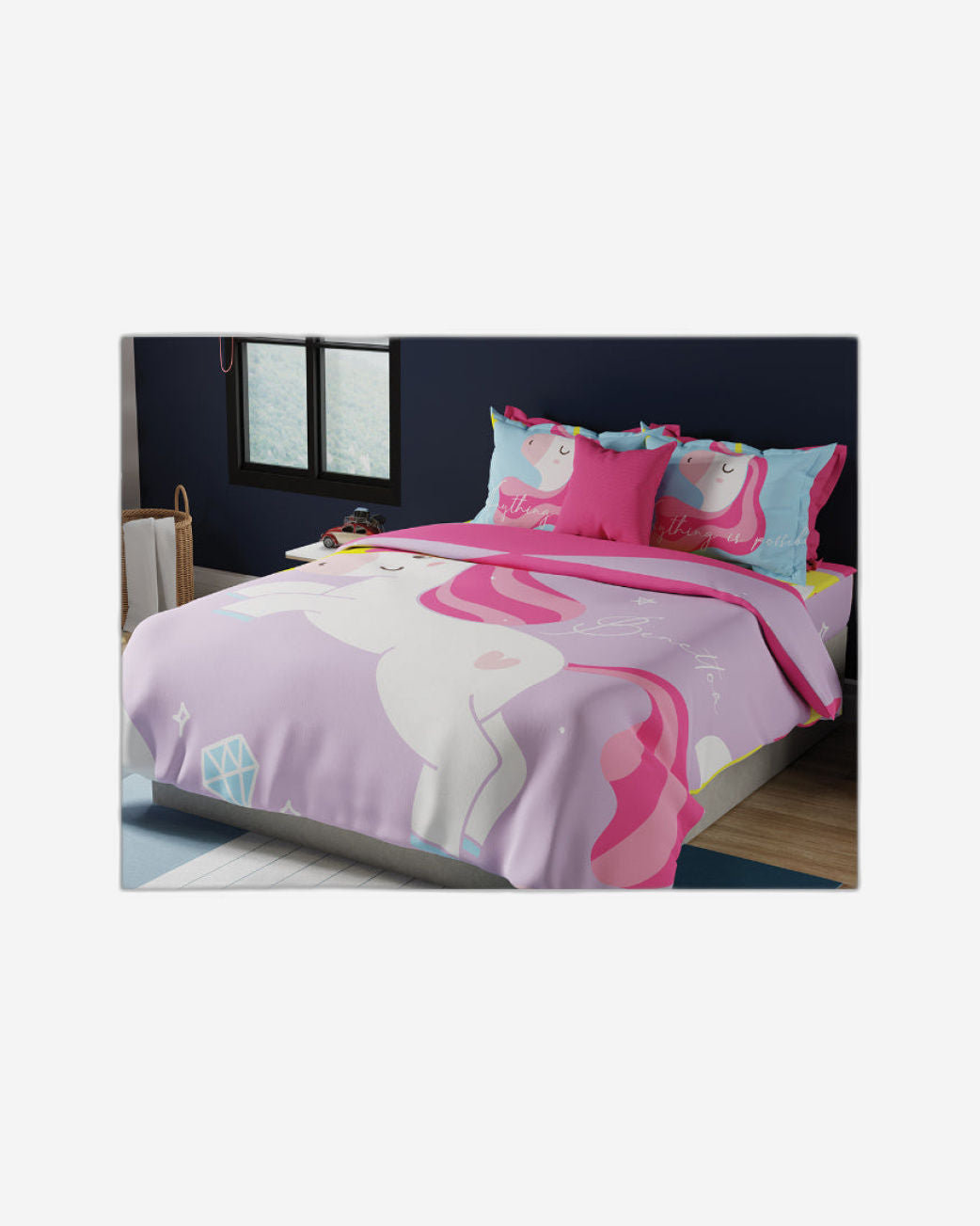 ملاءة سرير كينج من يونايتد كولورز أوف بينيتون كيدز 210 تي سي مع غطائي وسادة بلون لافندر