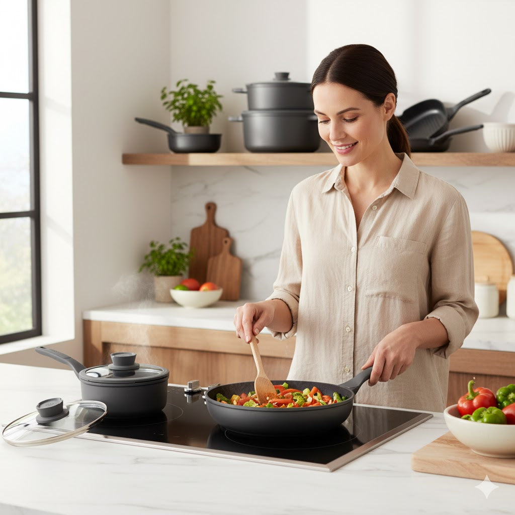 طقم أواني طهي بيرغوف ليو من الألومنيوم المصبوب، ١١ قطعة - رمادي - ٨٥٠٠٨٥٣