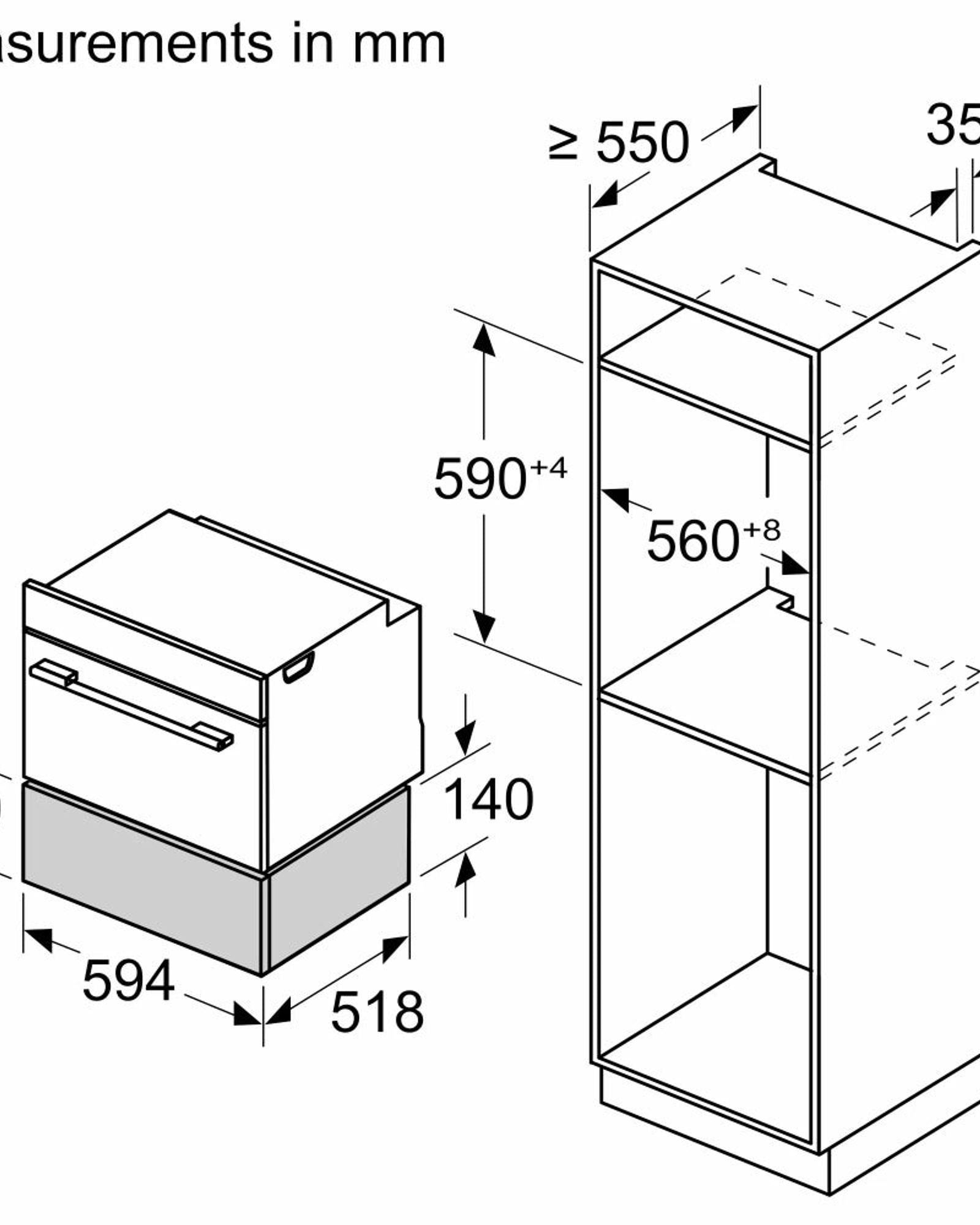 درج تدفئة مدمج من سلسلة بوش 8، مقاس 60 × 14 سم