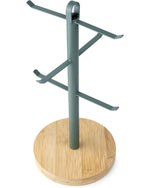 حامل أكواب شاي وقهوة إيرل من كويزين آرت مع قاعدة خشبية وحلقة تعليق معدنية، وشجرة أكواب على سطح الطاولة، وحامل مجفف أكواب قهوة بستة خطافات، وإكسسوارات منزلية للمطبخ والبار، لون أخضر (العمق 16 × الارتفاع 33 سم)